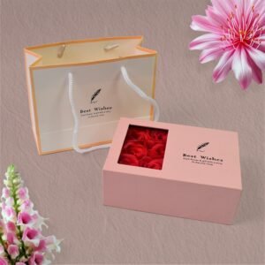 Jewellery Gift Box with Lids & Roses Packaging Box with 6 Roses (1 Set)