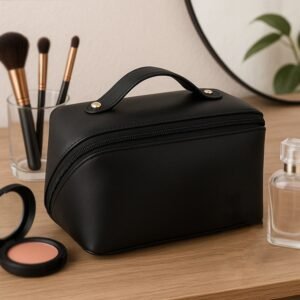 Premium Travel Makeup & Toiletry Organizer Pouch with Zipper & Handle (1 Pc / Mix Color)