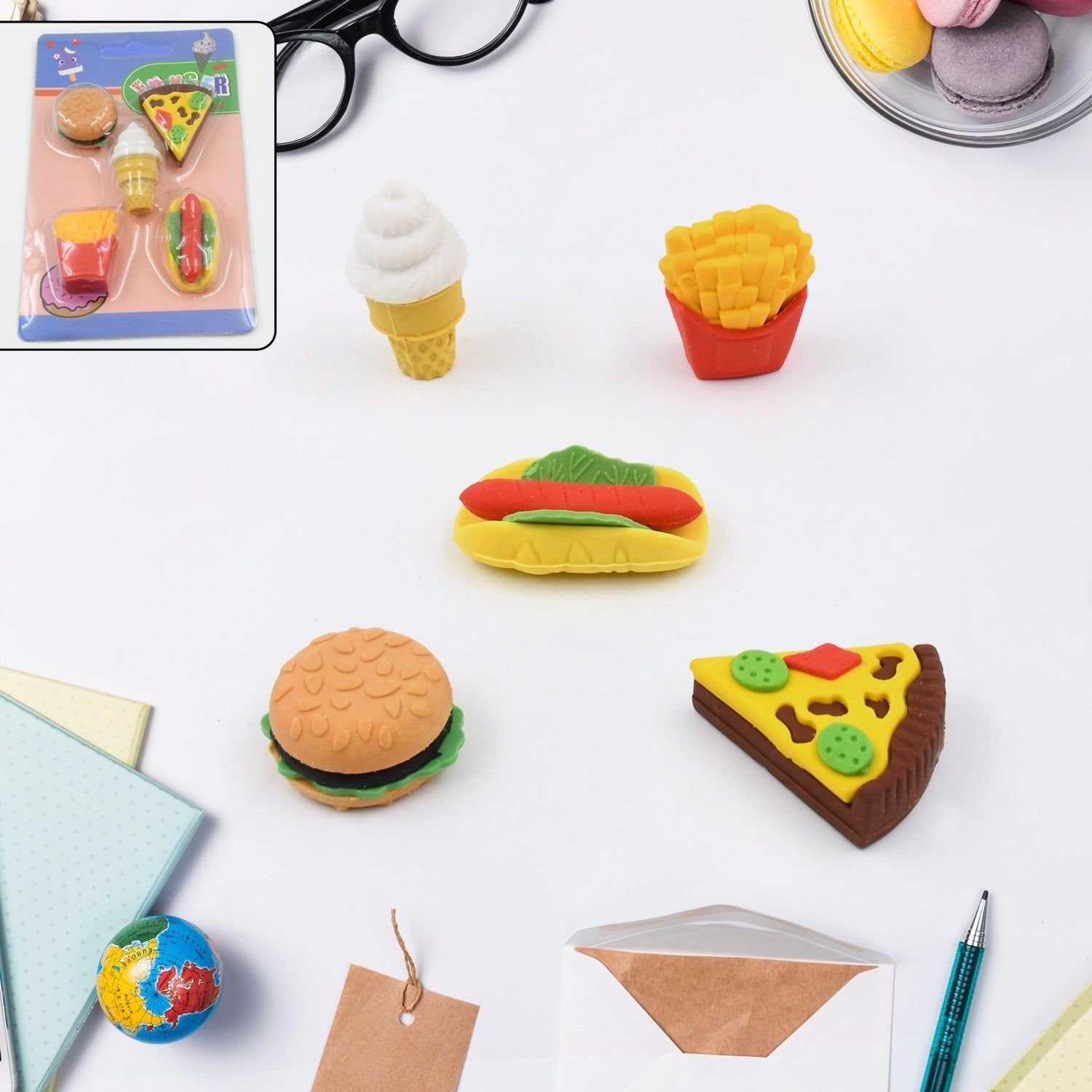 3D Food Fancy & Colorful Erasers – Cute Novelty Eraser Set for Kids & School Prize (1 Set / Mix Design & Color) - Image 3