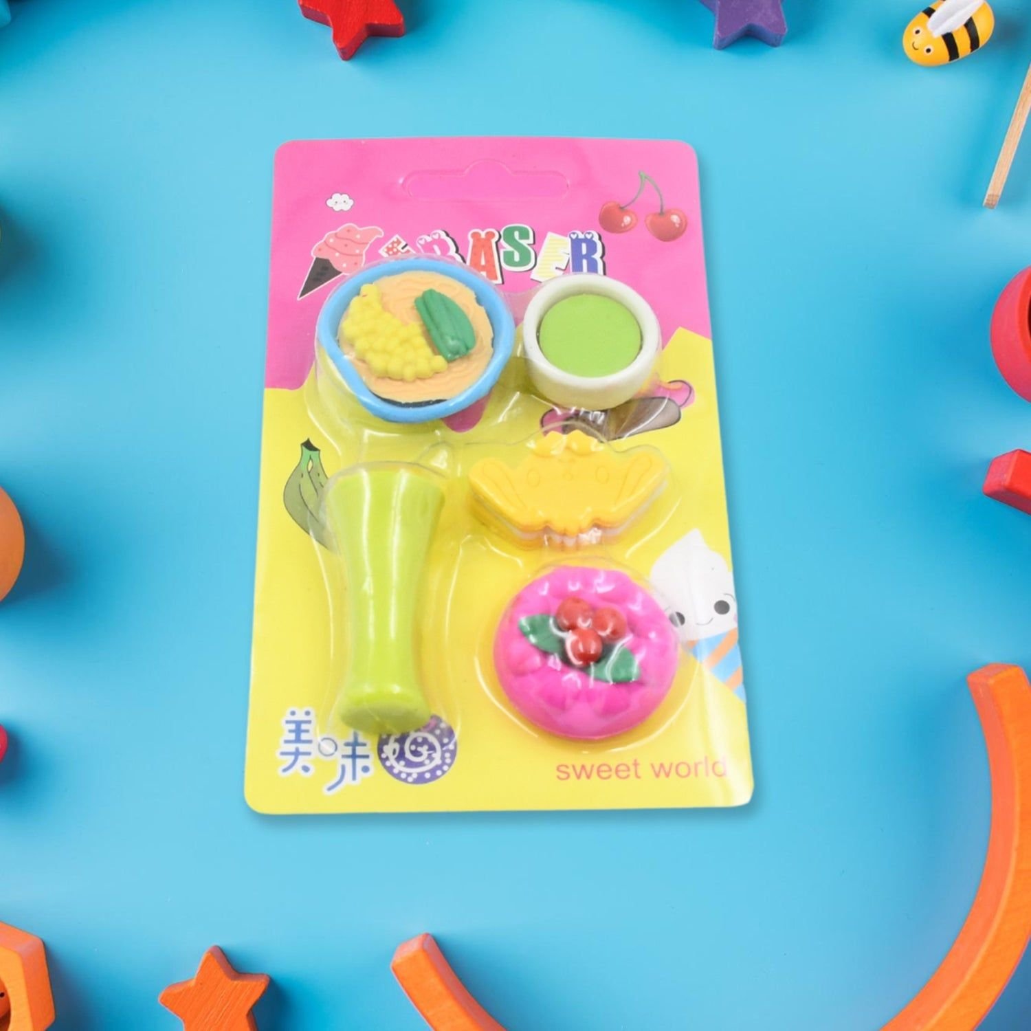 3D Mix Design Fancy & Stylish Colorful Erasers – Cute Novelty Eraser Set for Kids & School Prize (1 Set) - Image 9