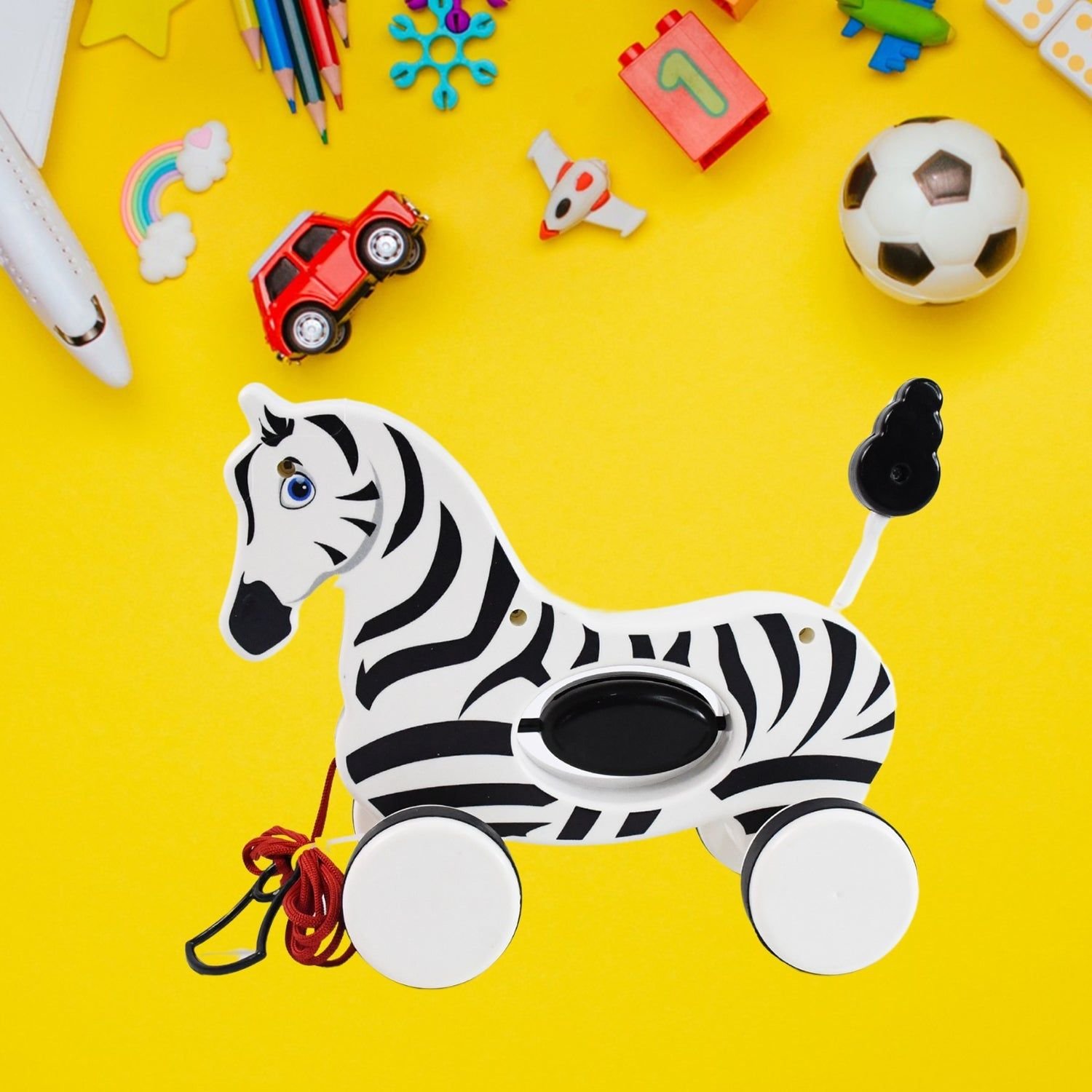 Zebra Pull Along Toy Baby Early Walking Pull Toy Rope Toy for Babies Walking Toy - Image 2
