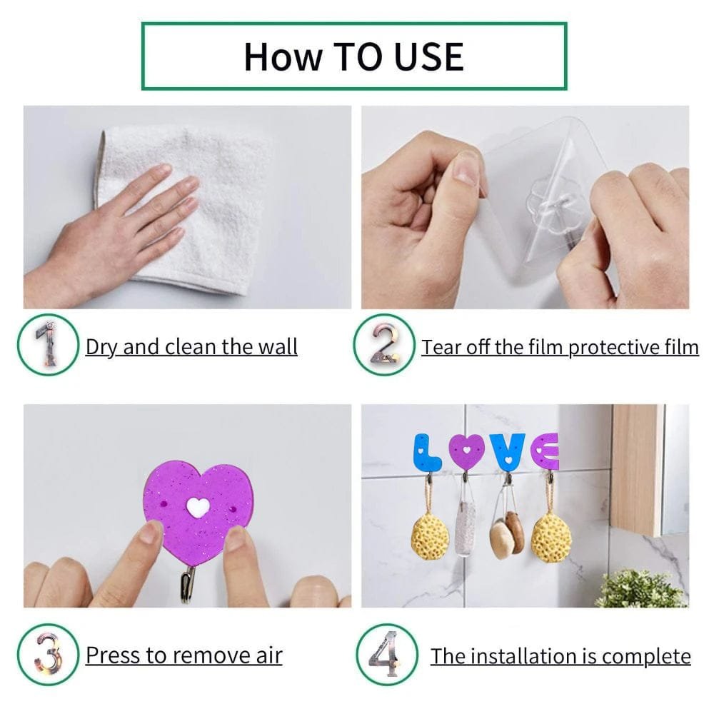 Love Shape Self Adhesive Hooks - Image 3