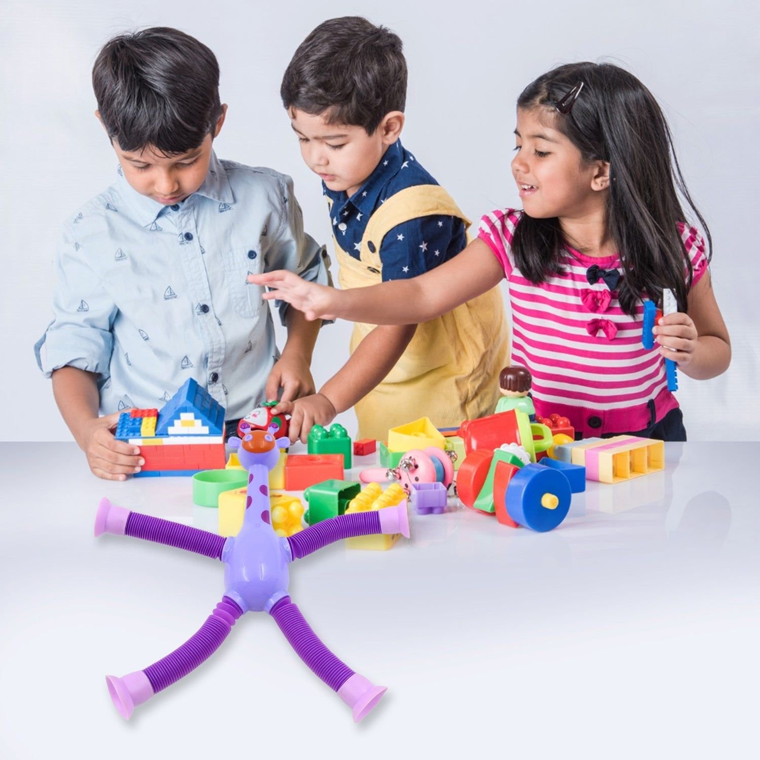 LED Telescopic Suction Cup Giraffe Toy, Tubes Fidget Toys, Shape Changing Telescopic Sensory Tubes Fidget Tubes Sensory Toys Suction Toy, Funny Gift (3 Pcs Set) - Image 5