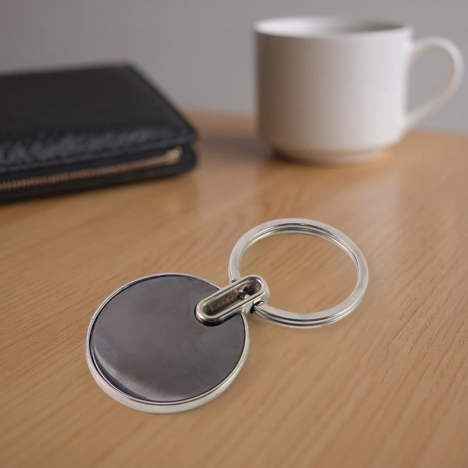 Sleek Black Round Metal Keychain (1 Pc) - Image 7