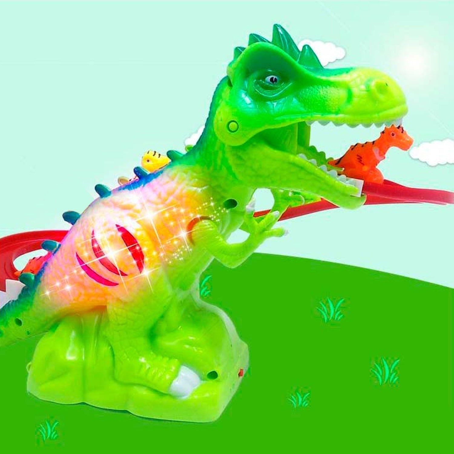 Children Electric Tracks Climb Stair Dinosaur Toys Glowing With Sound Kid Toy Animals Model Interactive Toys - Image 2