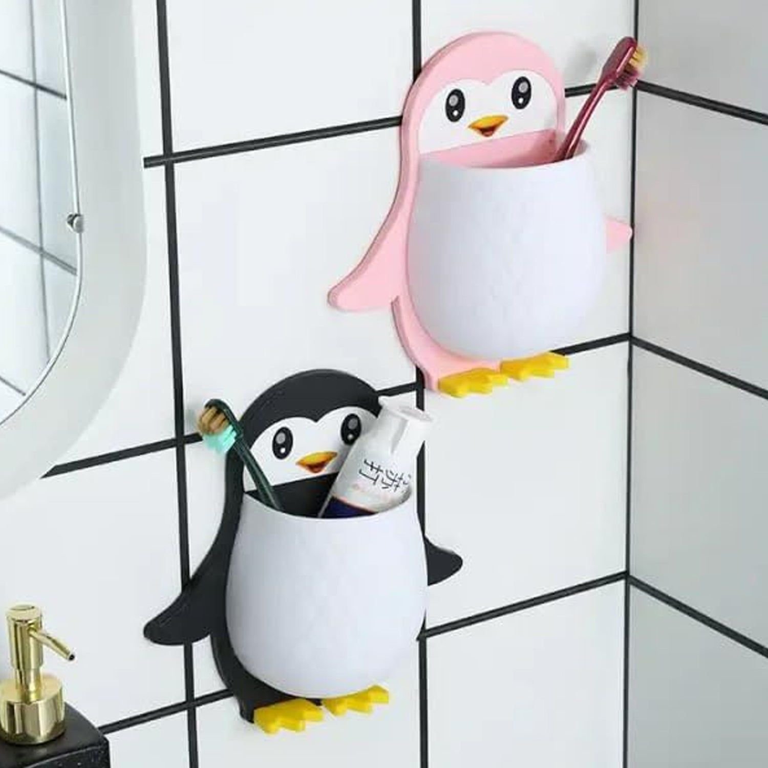 Penguin Storage Box, Adhesive Remote Case, Electric Toothbrushes Holder, Universal Controller Holder, Wall Nightstand, Office Plastic Wall Mount - Image 7