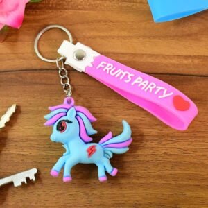 Cute Cartoon Unicorn Keychain with Silicone Strap (1 Pc / Mix design)