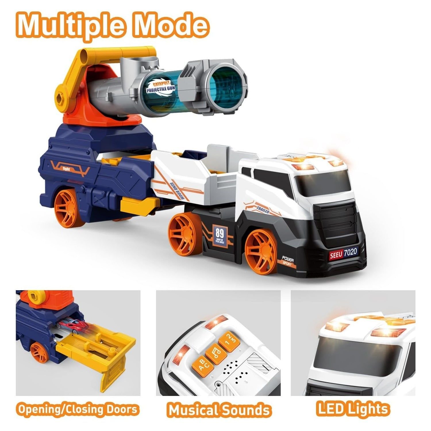 Large Truck Toys Include 2 Racing Cars+4 Ball, with Light & Sounds (Battery Not Included) - Image 3