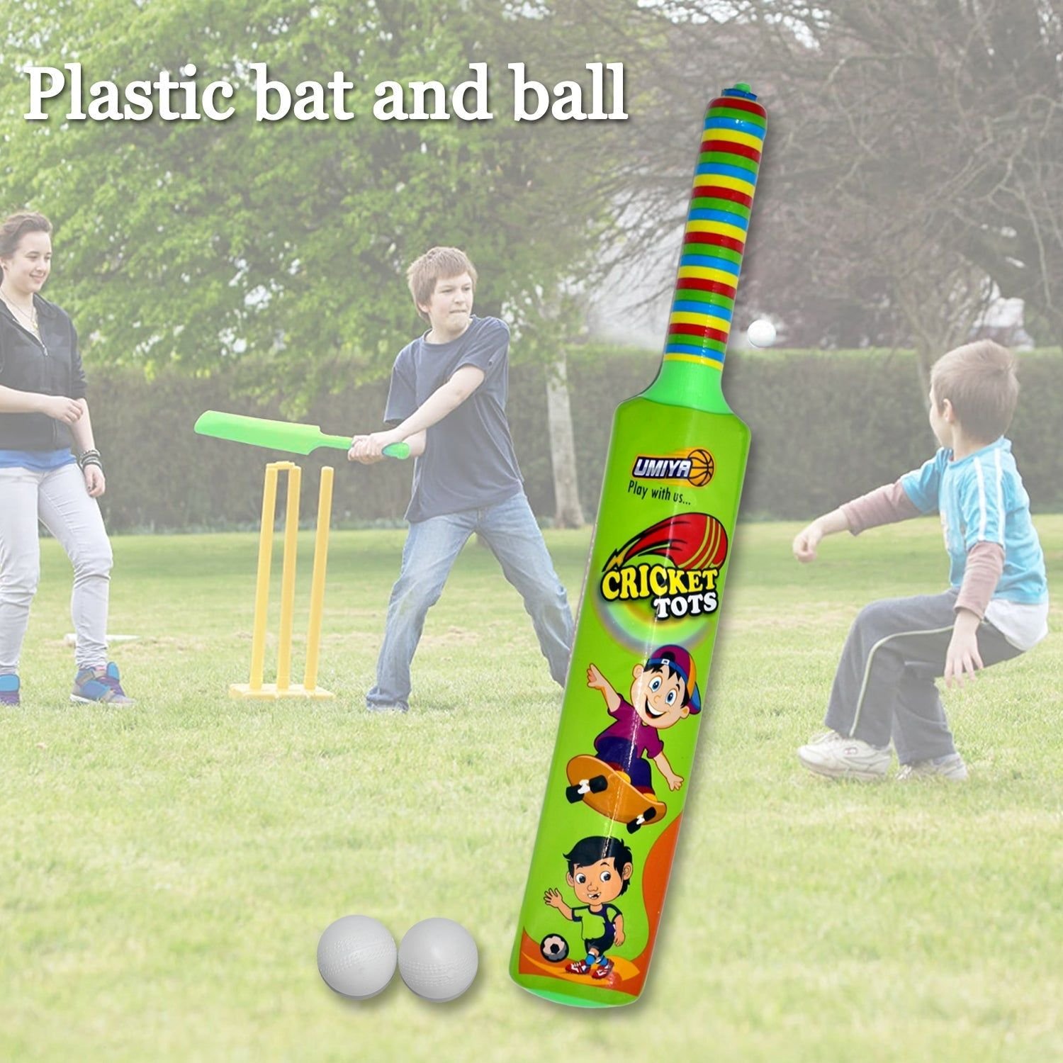 Combo of Light Weight Plastic Bat, Ball & Hockey for Kids, Boys, Indoor, Outdoor Play - Image 2