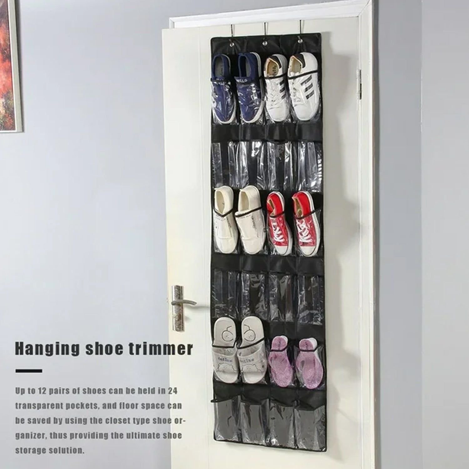 24 Grid Over the Door Shoe Organizer Rack Hanging Storage Space Saver (1 Pc) - Image 4