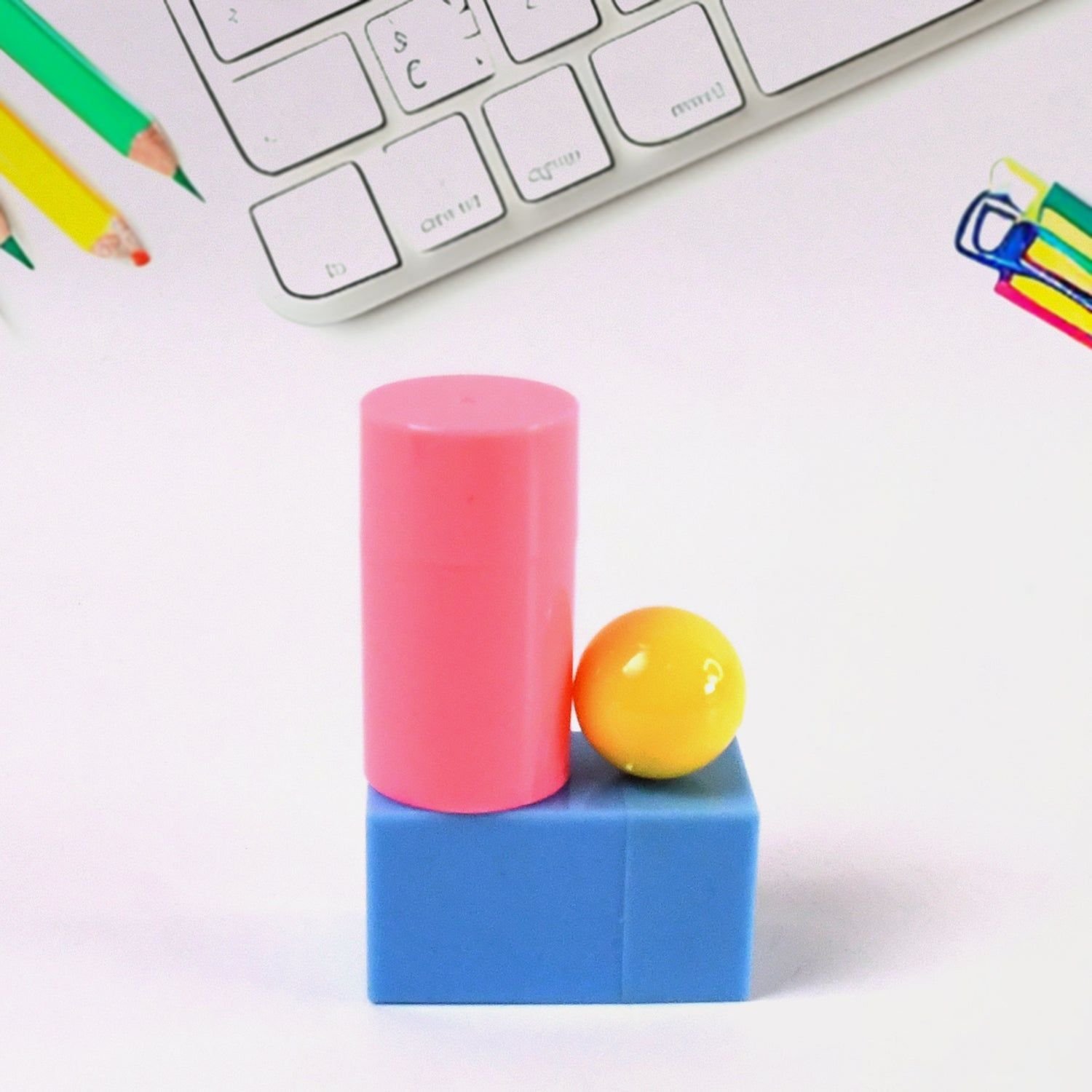 3D Shapes Multicoloured Pattern Building Blocks Toy Solid Figures (6 Pcs Set) - Image 5