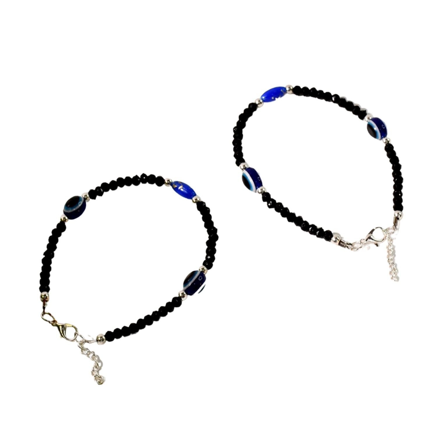 Adjustable Black Bead Evil Eye Protection Bracelet Set (2 Pc) - Image 5