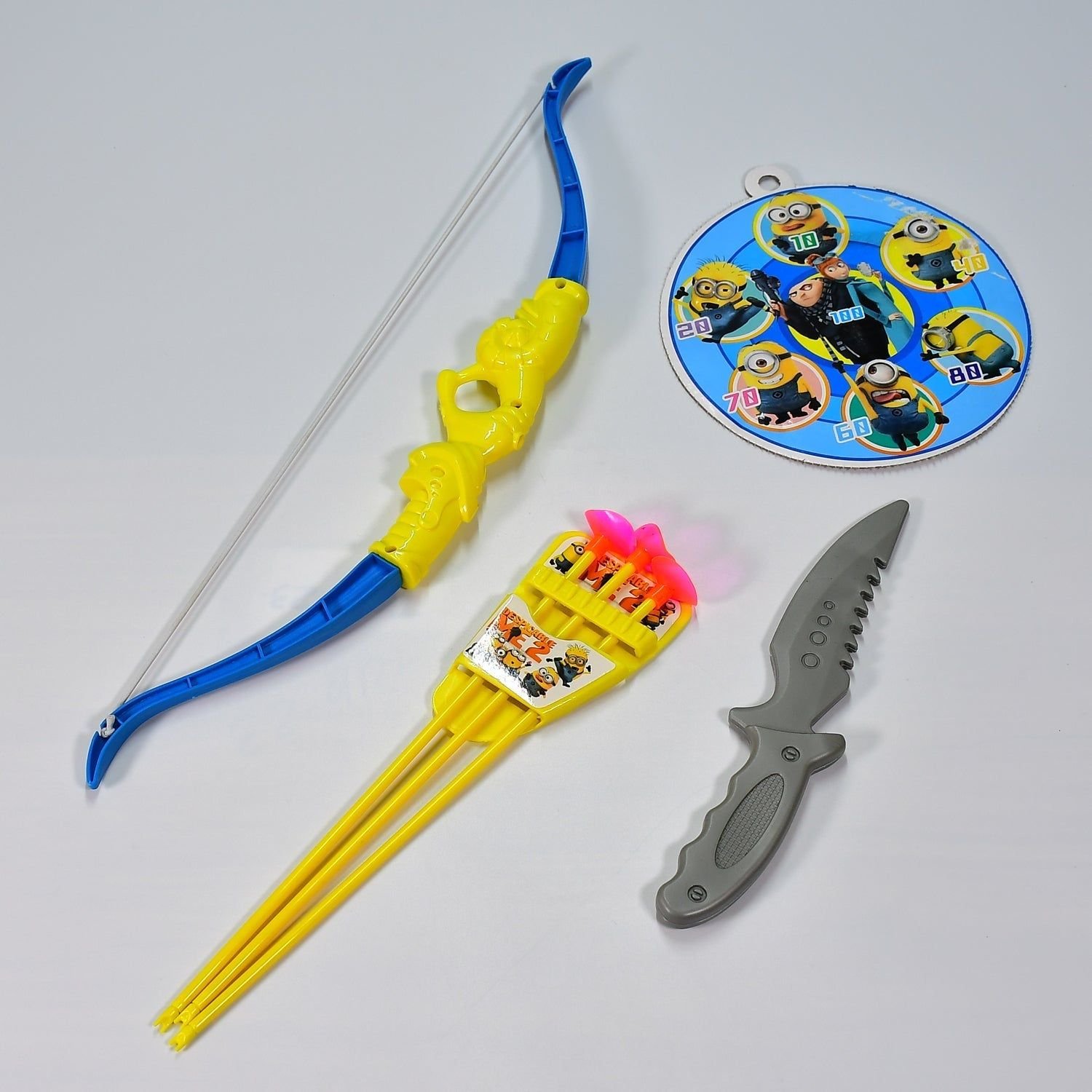 Plastic Archery Bow and Arrow Toy Set with single knife and 3pc Arrow and Target Board, - Image 3