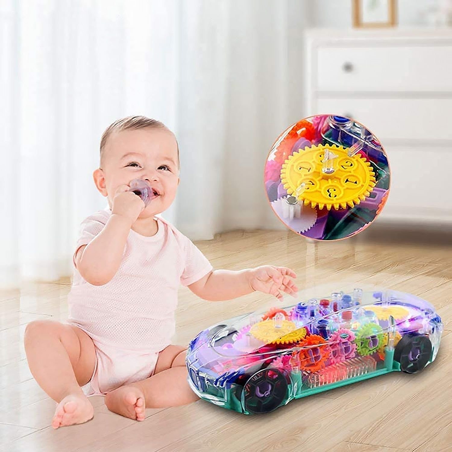 Automatic 360 Degree Rotating Transparent Gear Concept Car with Musical and 3D Flashing Lights Toy for Kids Boys & Girls (Multicolor / Battery Not Included) - Image 6