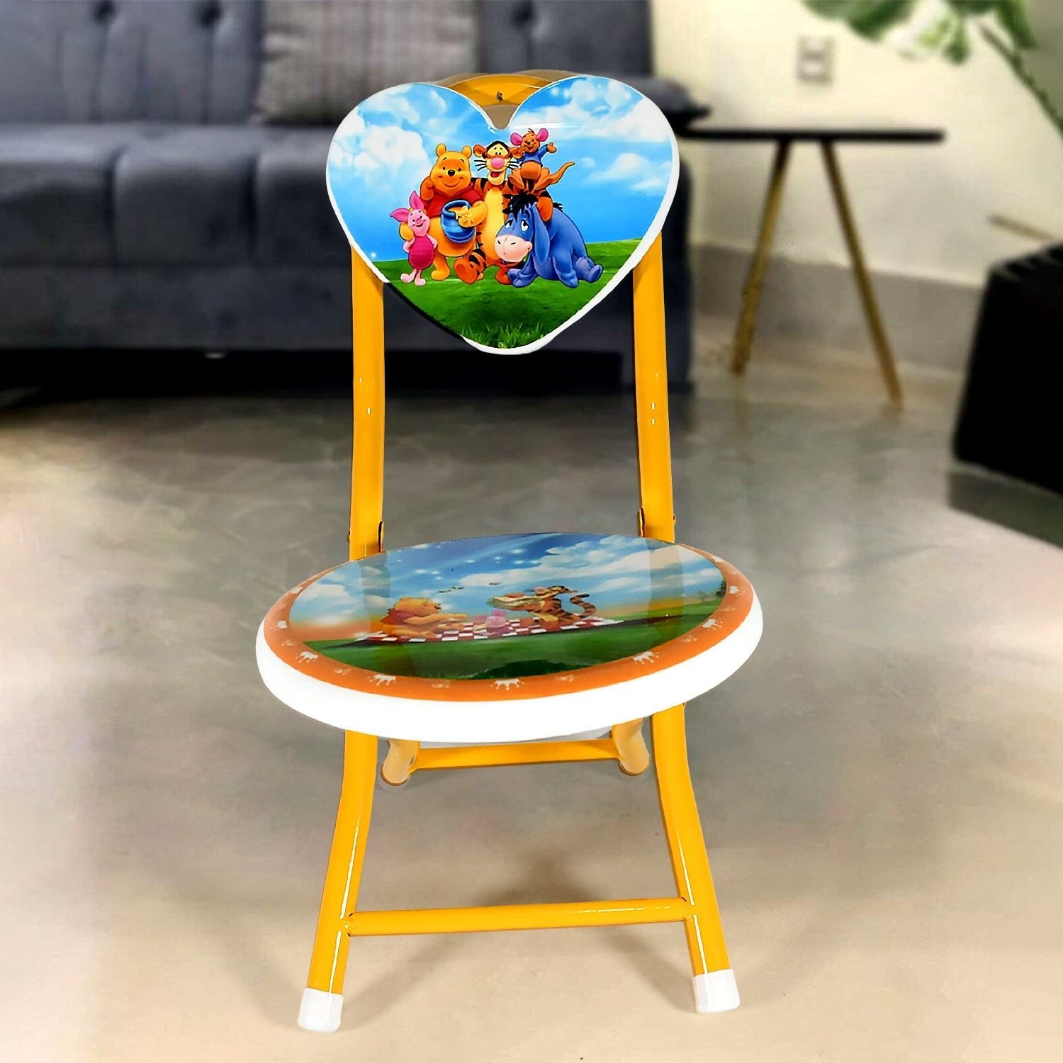 Heart Shape Kids Chair Cartoon Printed Foldable Kids / Children Folding Chair for Playrooms, Schools, Daycares, and Home. Metal and Fibre Body Picnic Beach Camping Chair (1 Pc) - Image 2