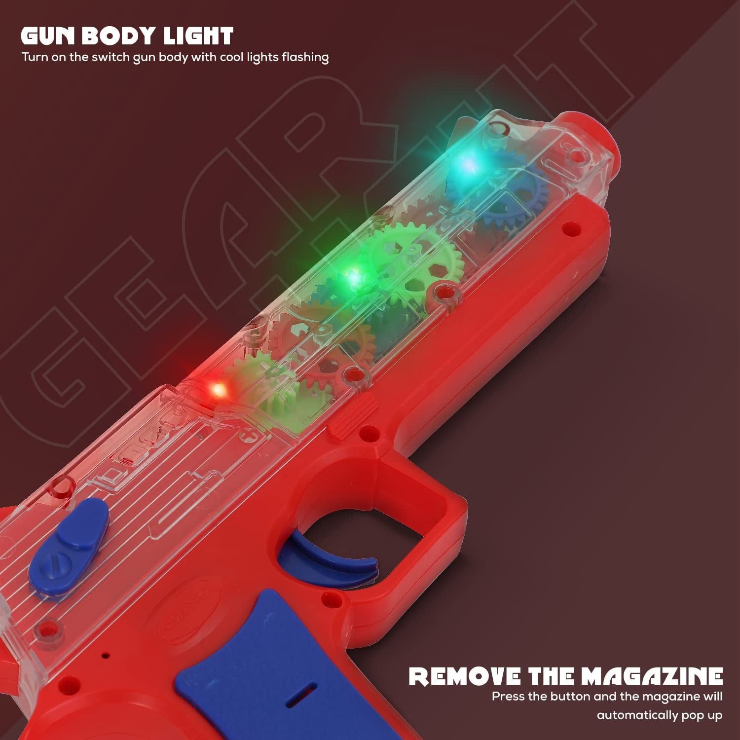 Plastic Gear Simulation Laser Toy Gun – 3D Lights, Music & Rotating Gear (1 Pc, 3+ Years) - Image 5
