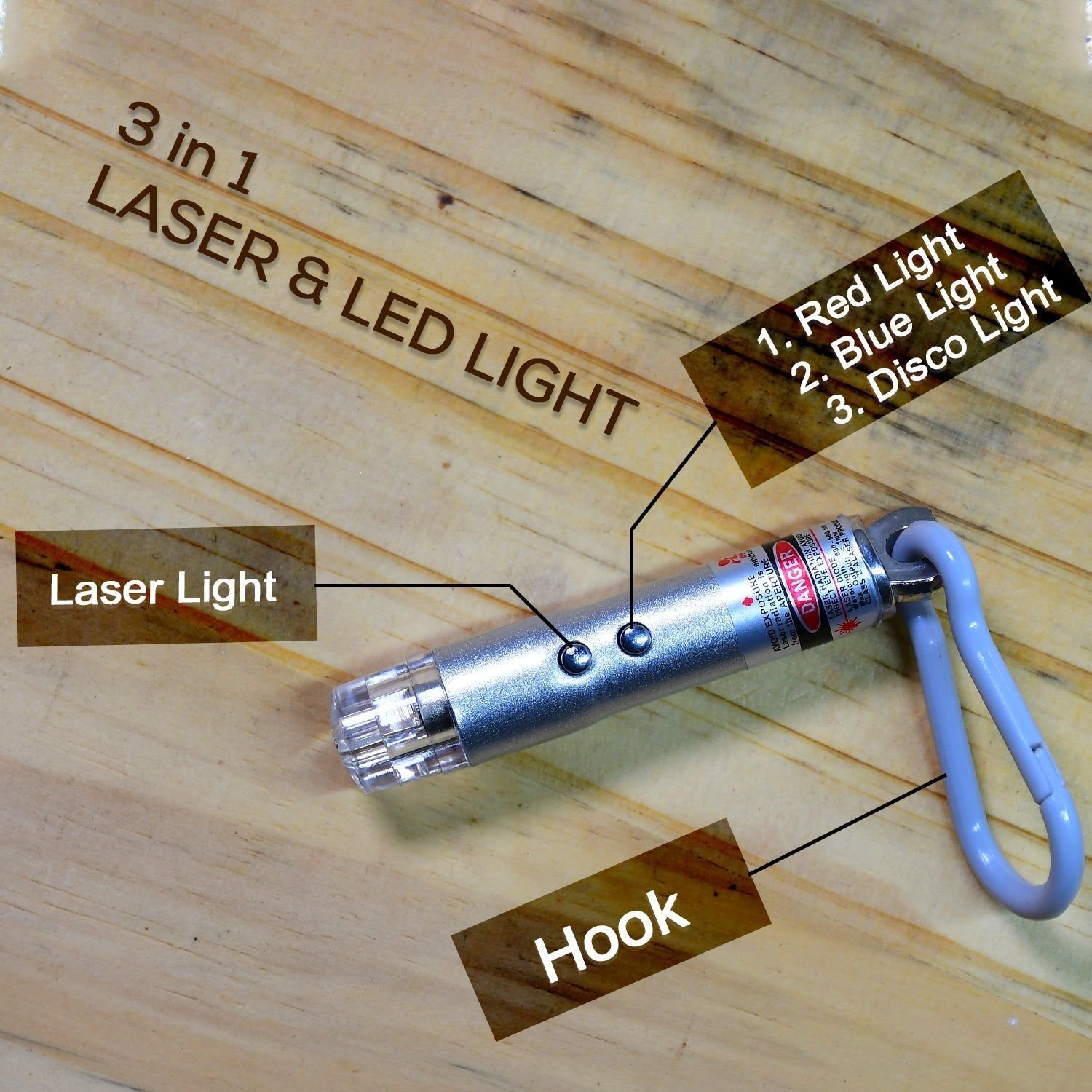 3 in1 Laser Light, LED Flashlight + Torch Keychain + Laser Pointer - Image 4