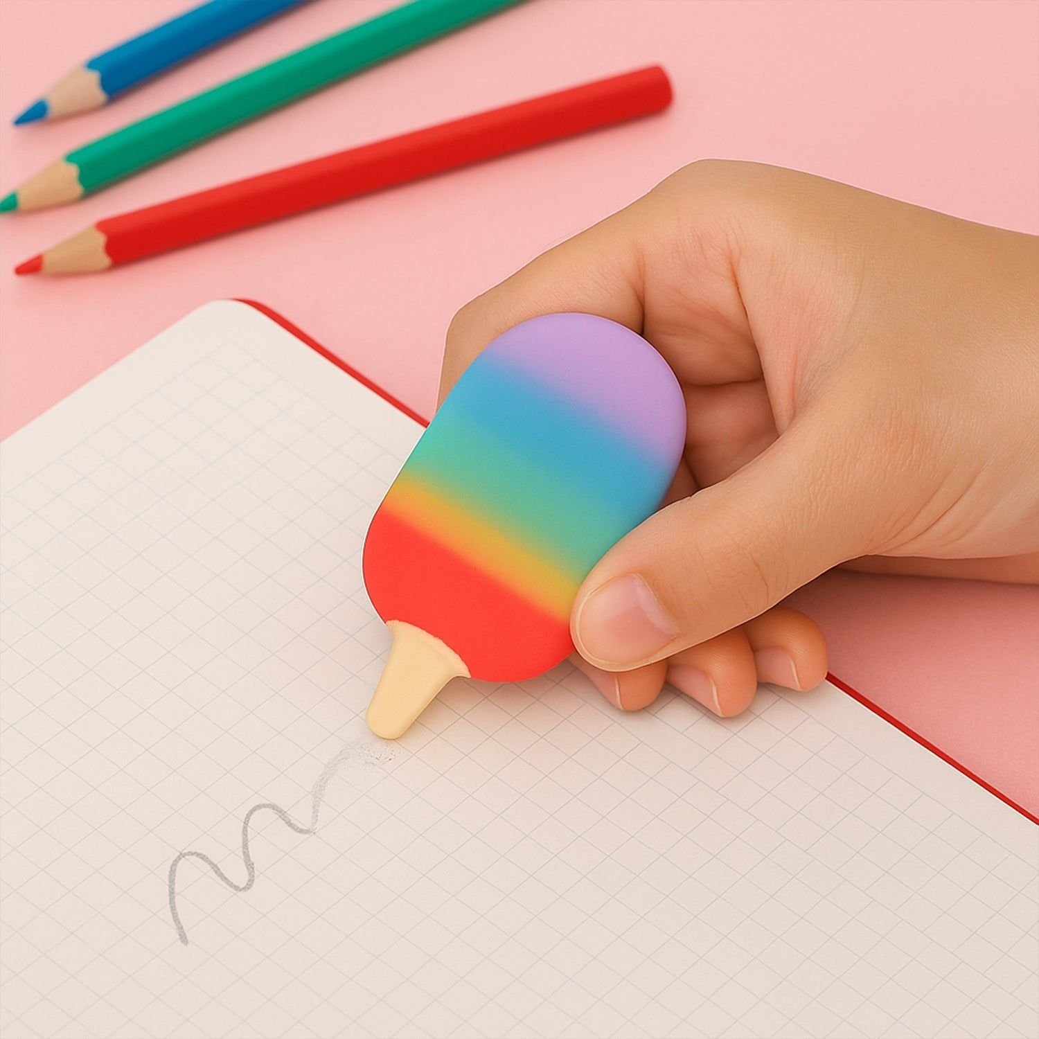 Jelly Popsicle Erasers – Cute & Fancy Mini Erasers for Kids (2 Pc Set, Mix Design) - Image 4