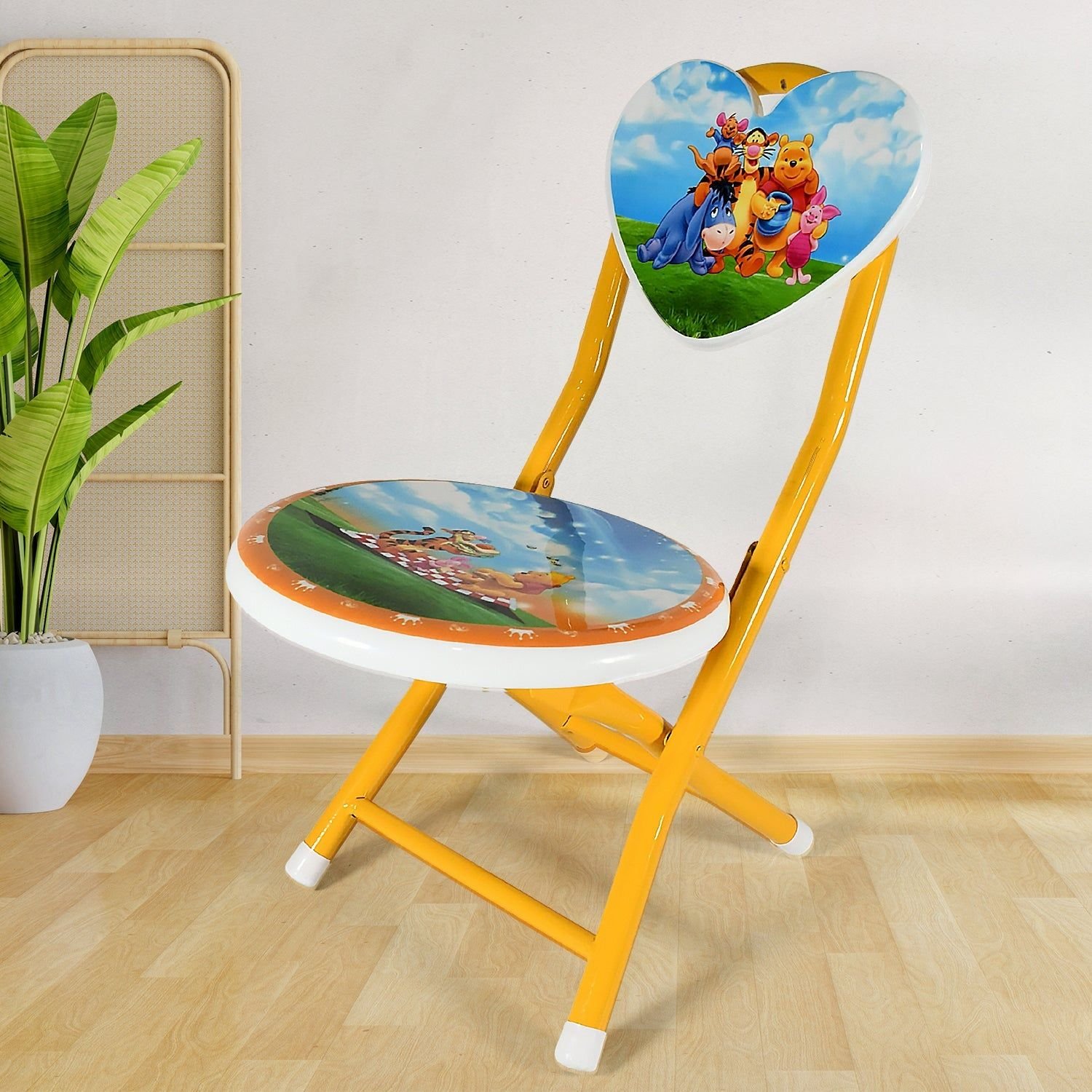 Heart Shape Kids Chair Cartoon Printed Foldable Kids / Children Folding Chair for Playrooms, Schools, Daycares, and Home. Metal and Fibre Body Picnic Beach Camping Chair (1 Pc) - Image 3