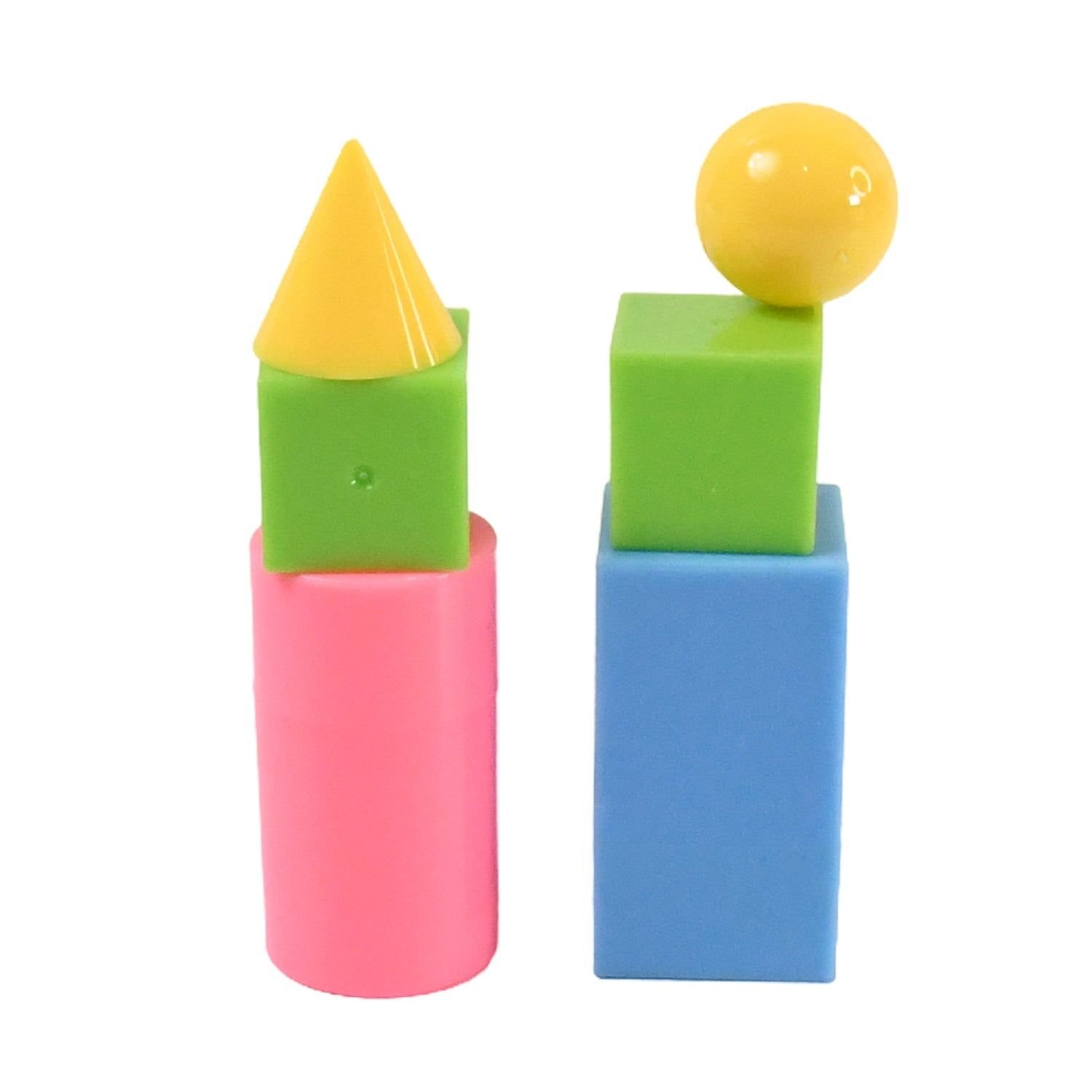 3D Shapes Multicoloured Pattern Building Blocks Toy Solid Figures (6 Pcs Set) - Image 4