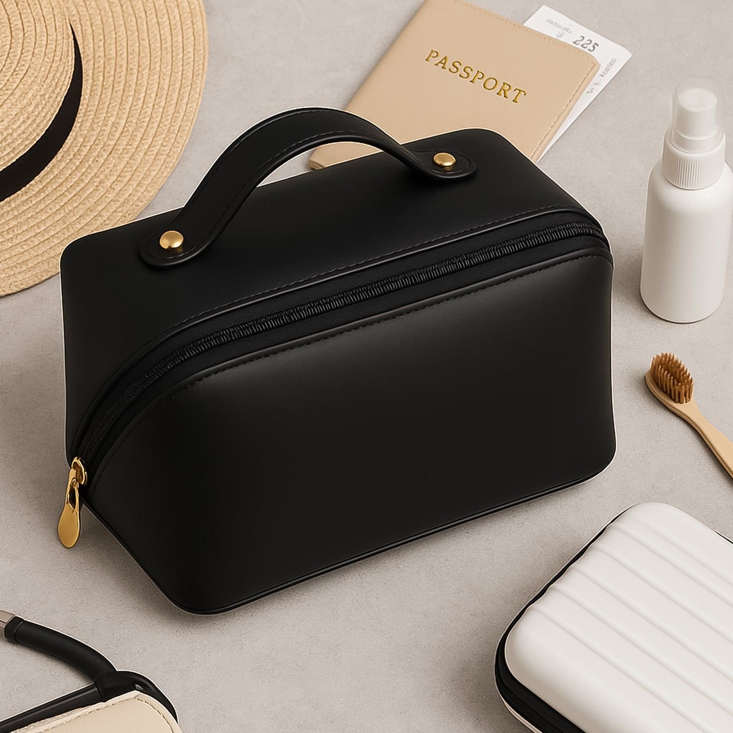 Premium Travel Makeup & Toiletry Organizer Pouch with Zipper & Handle (1 Pc / Mix Color) - Image 3