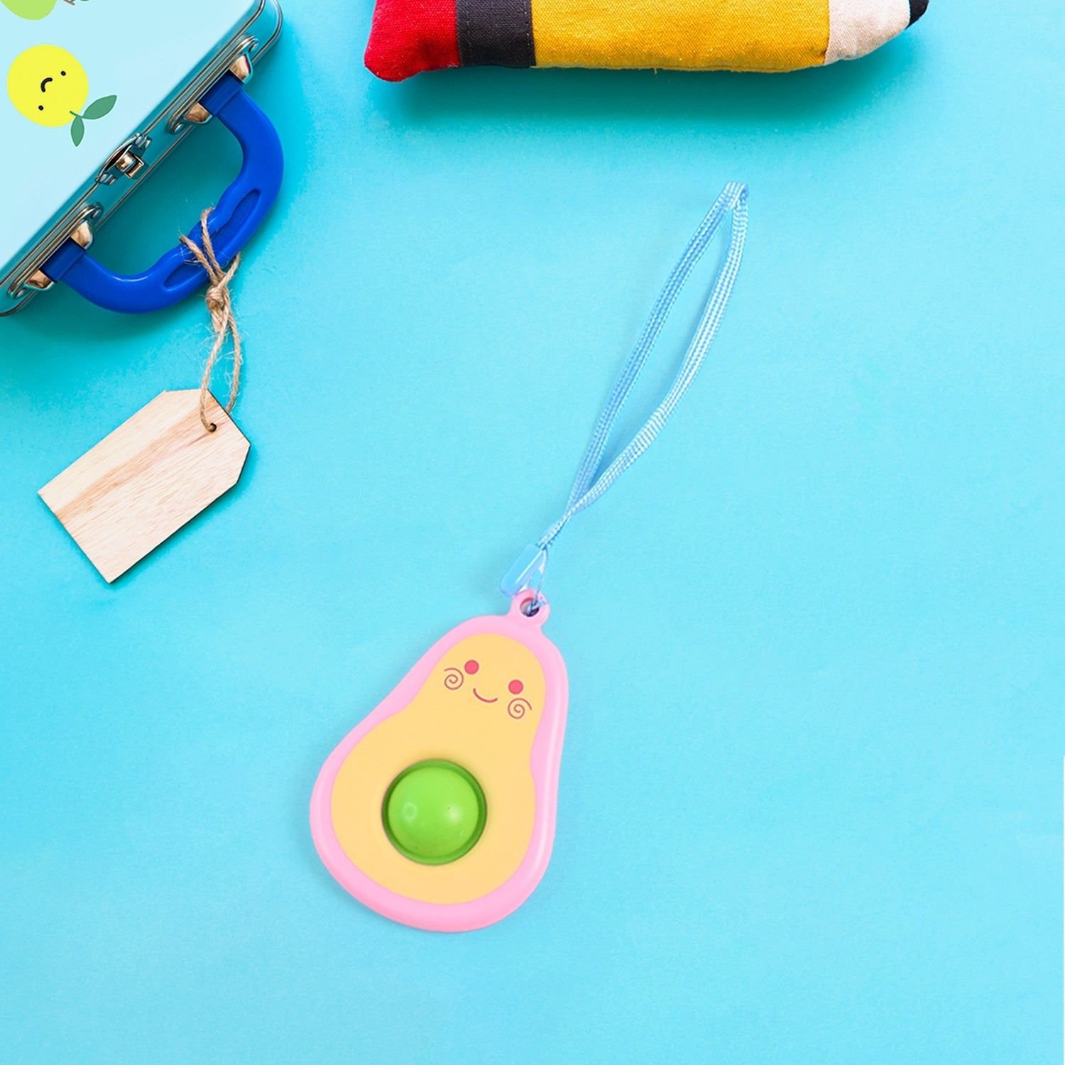 Cute Avocado-Shaped Mini Push Pop Keychain Toy with Strap (1 Pc) - Image 4