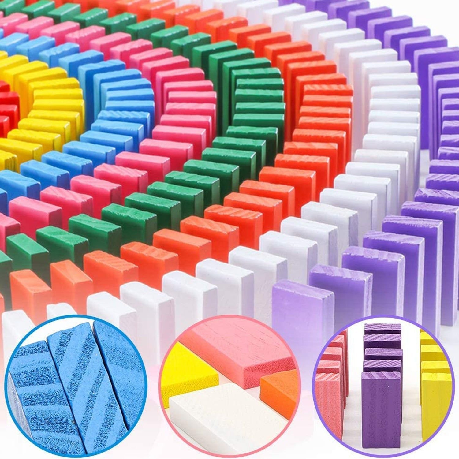 100PC DOMINO BLOCKS SET MULTICOLOR WOODEN TOY BUILDING INDOOR GAME TOY - Image 4