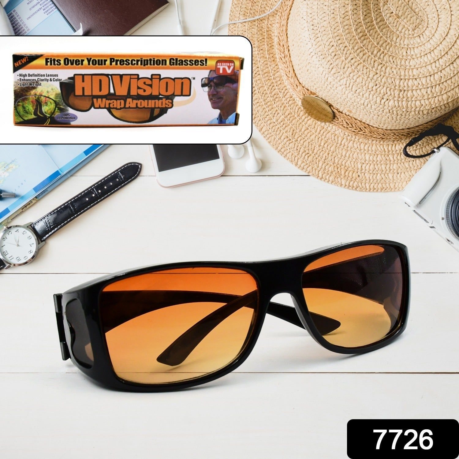 Protect Sunglasses | Clear Vision Glasses for Driving Car & Bike Riding Yellow/Black Glasses for Men and Women - Image 2