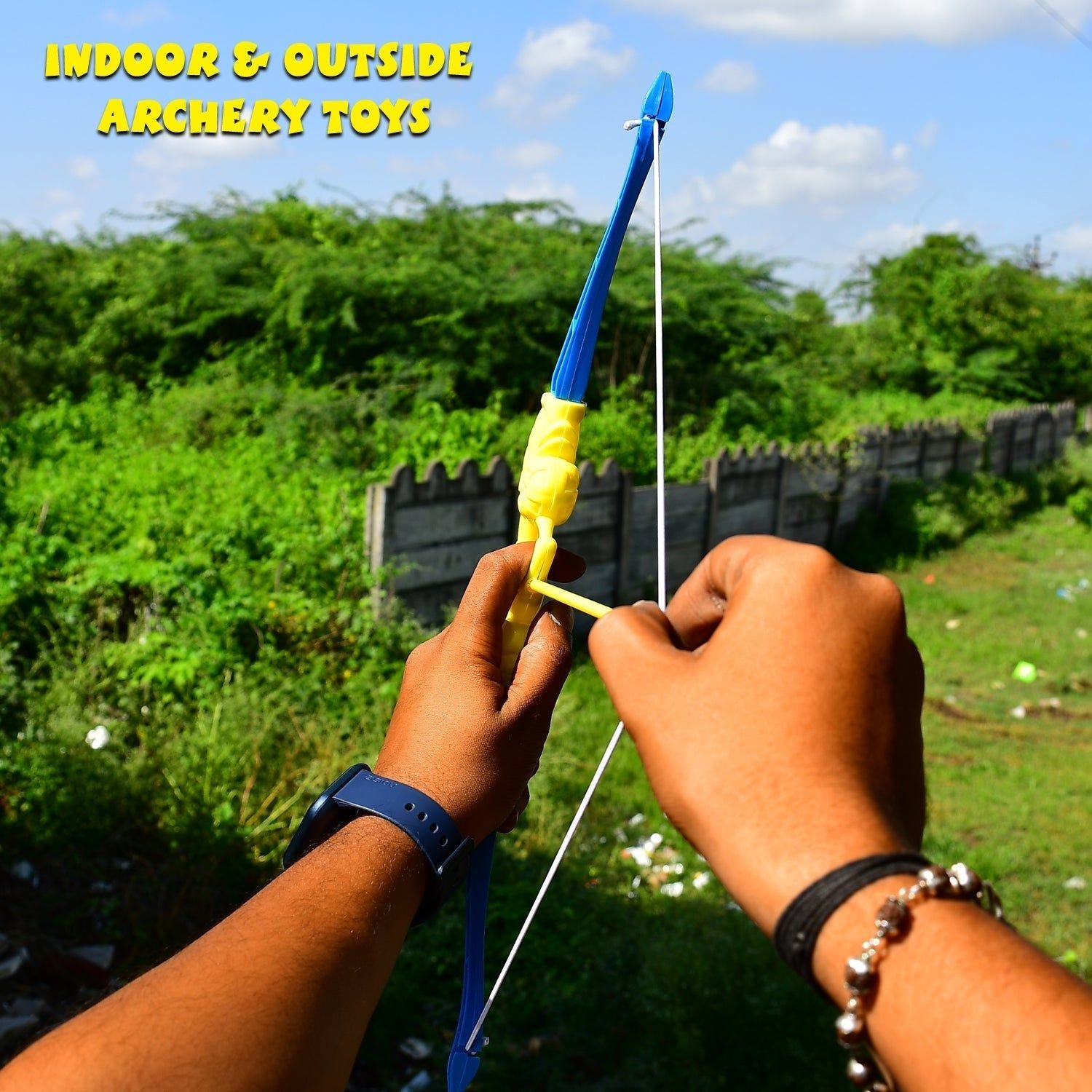 Plastic Archery Bow and Arrow Toy Set with single knife and 3pc Arrow and Target Board, - Image 5