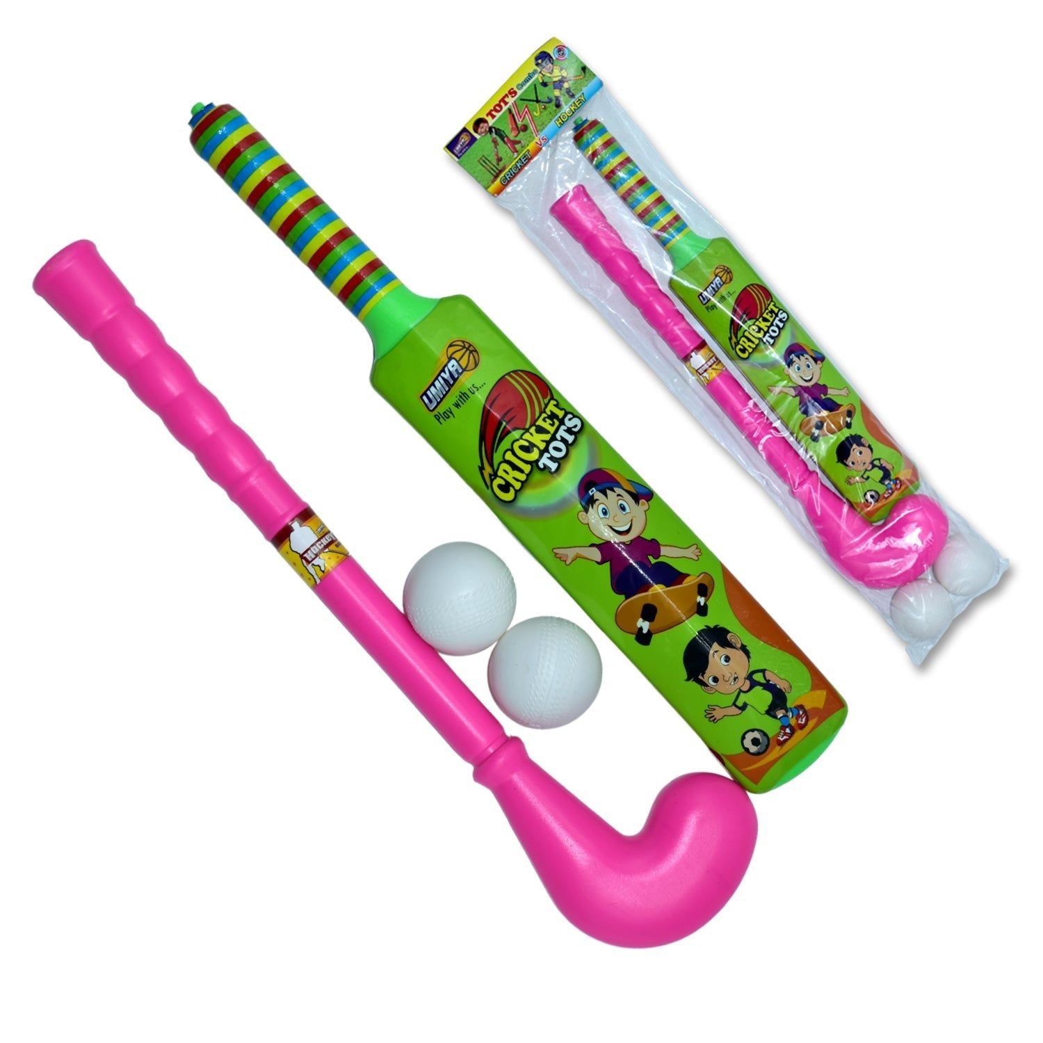 Combo of Light Weight Plastic Bat, Ball & Hockey for Kids, Boys, Indoor, Outdoor Play - Image 3