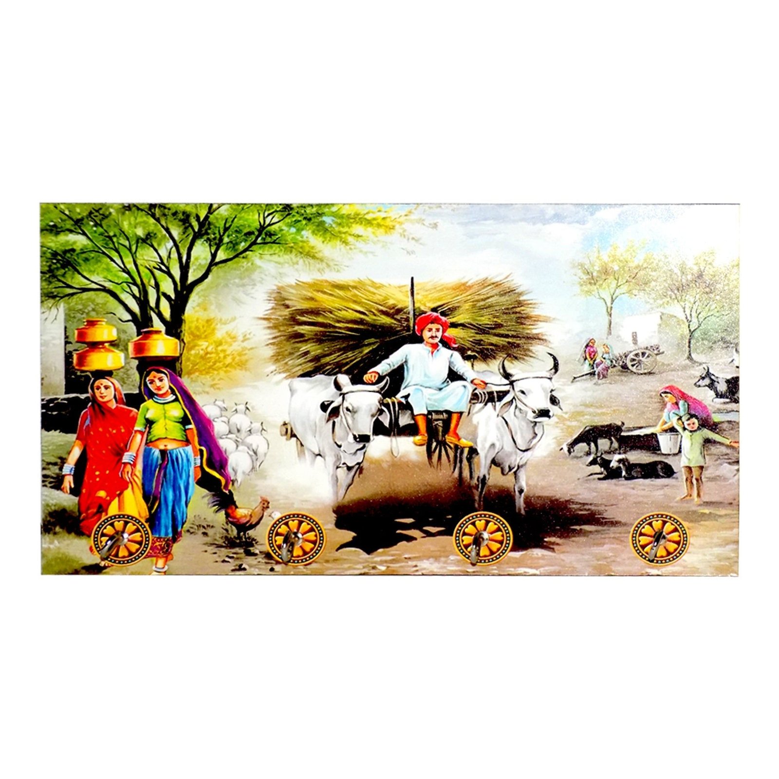 Decorative Wooden Landscape Art with Hooks for Wall Hanging - Image 4