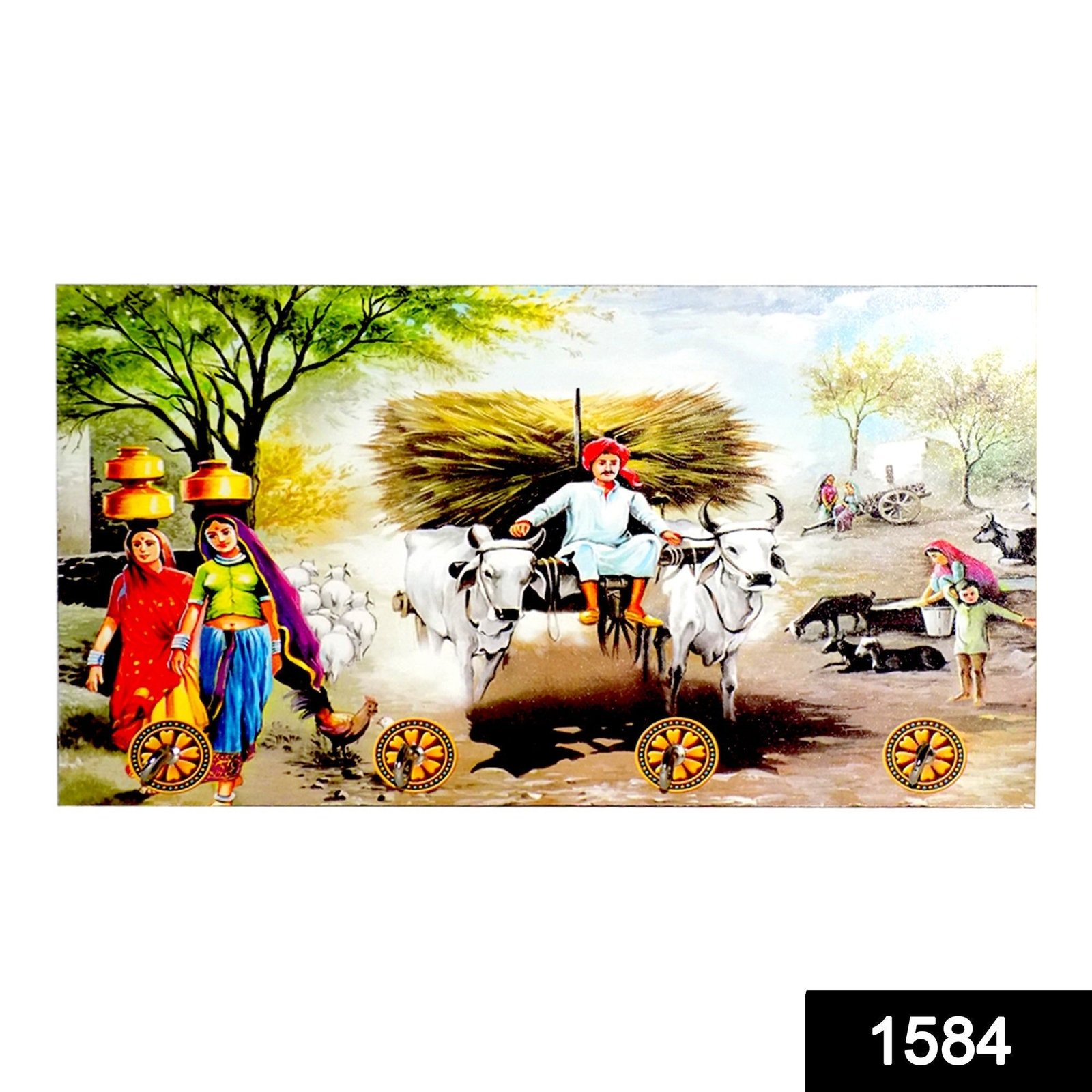 Decorative Wooden Landscape Art with Hooks for Wall Hanging - Image 2
