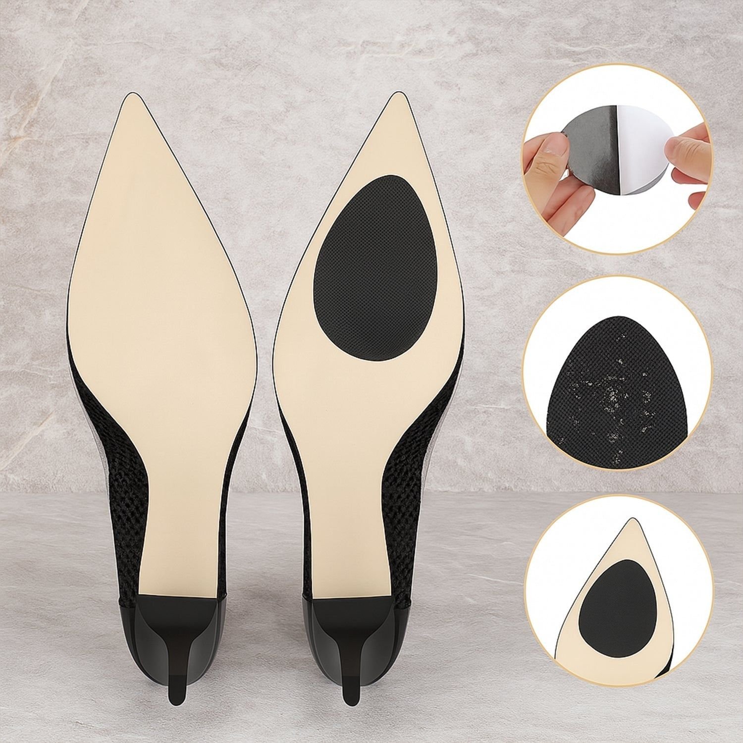 Non-Slip Shoe Pads, Rubber Shoe Sole Protector Pads, Self-Adhesive Shoe Grips Pads Stickers Non Skid for Ladies Shoes, High Heels, Boots