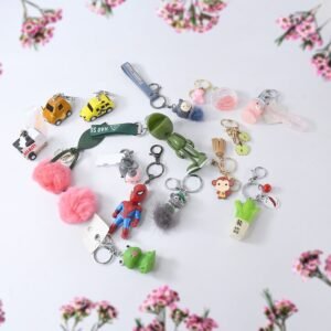 Mix Design & Size Keychain - Durable & Stylish Accessory (1 Pc / Mix Color)