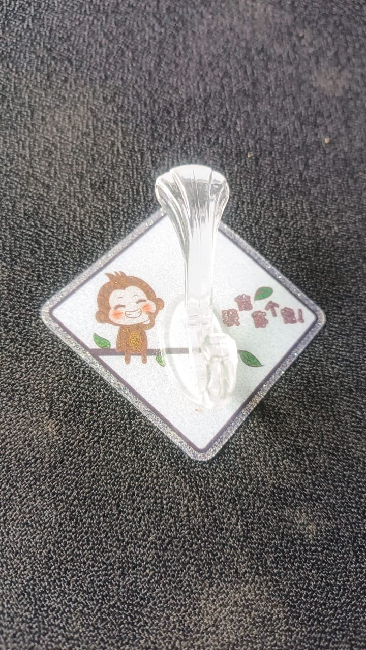 Cute Cartoon Print Transparent Wall Hook with Self-Adhesive Back (1 Pc) - Image 7