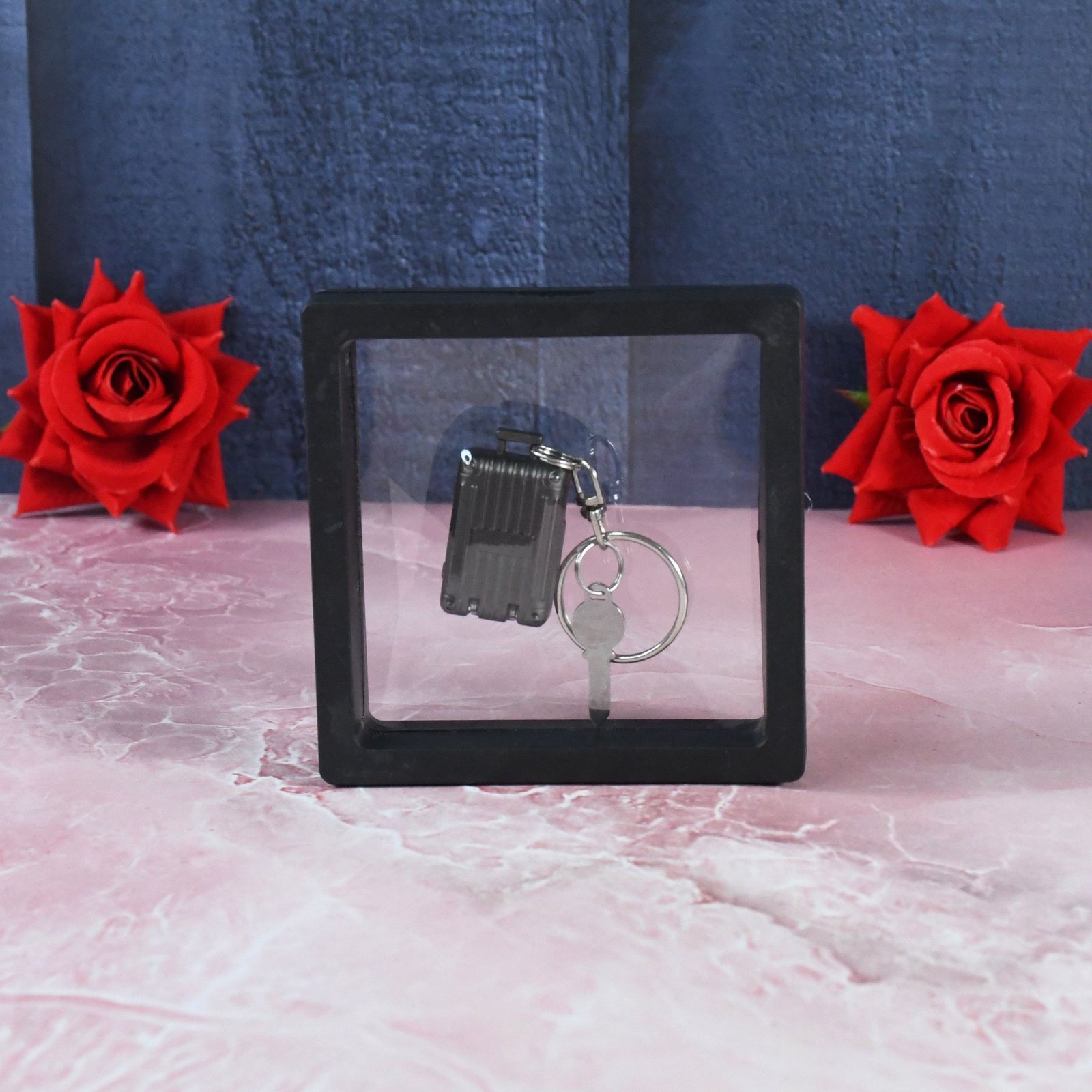 Suitcase Shape Nail Clipper Keychain With Key & 3D Floating Frame Display Case (1 Set) - Image 4