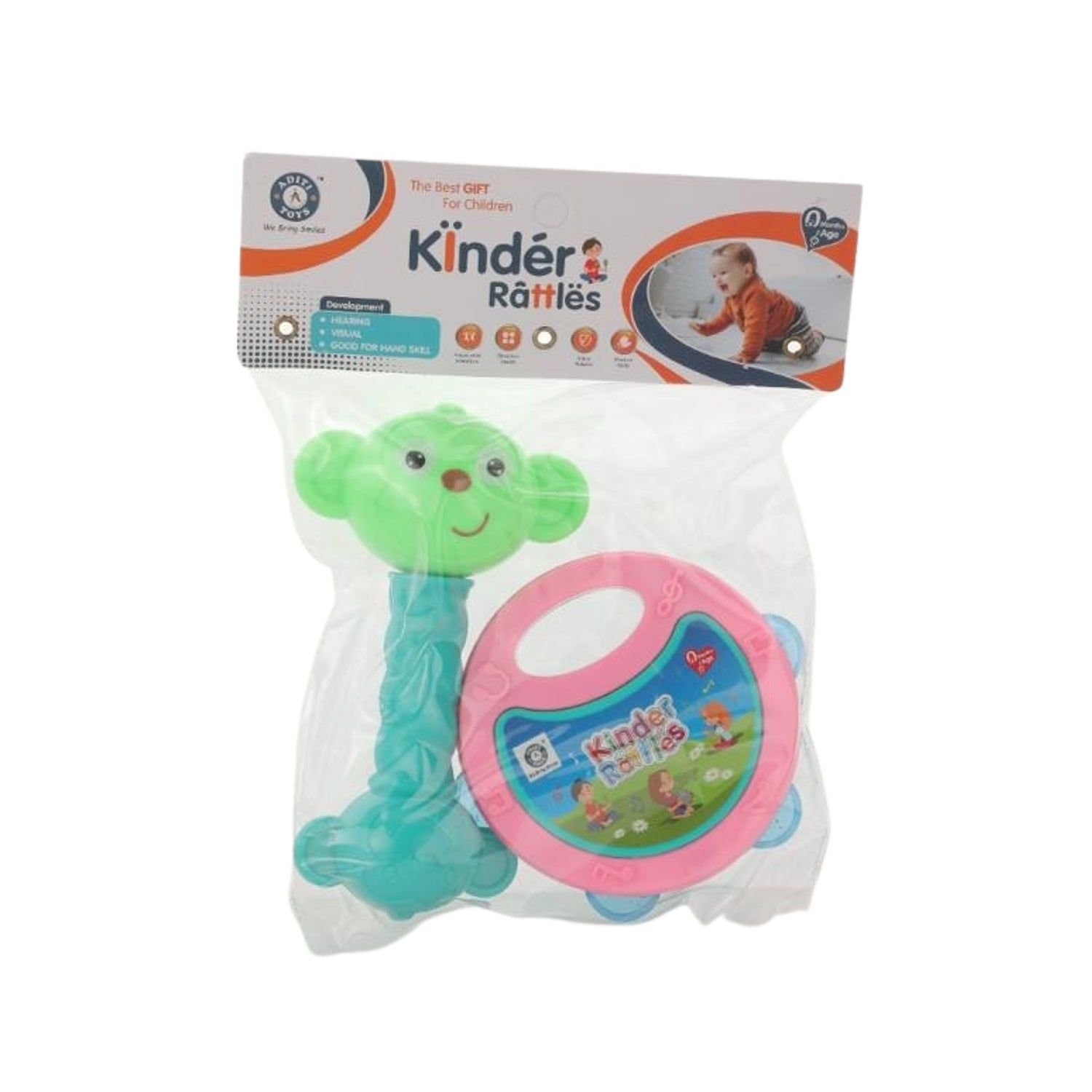 AT40 2Pc Rattles Baby Toy and game for kids and babies for playing and enjoying purposes. - Image 2