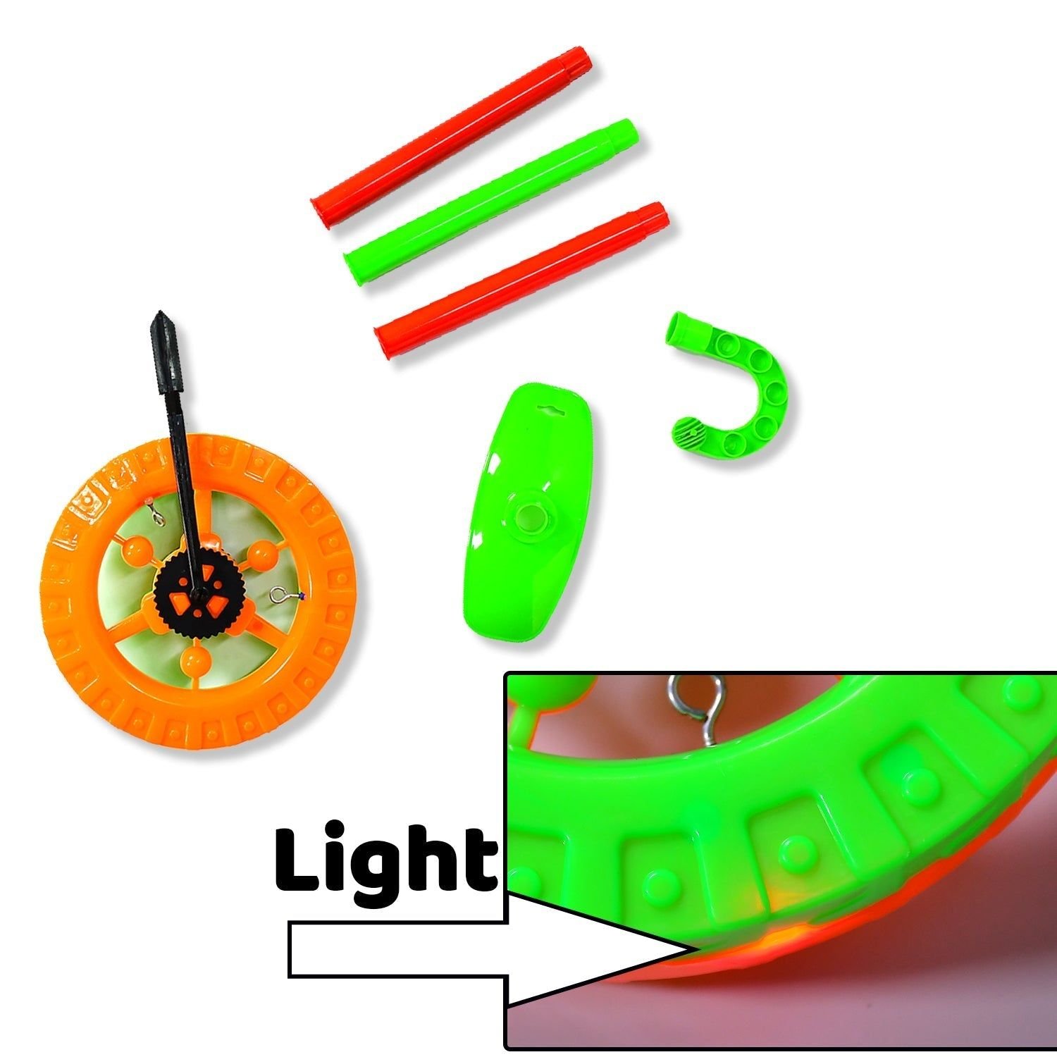 Plastic Single Wheel Push Run toy with handle and two lights on wheel. push toy for Kids. - Image 5