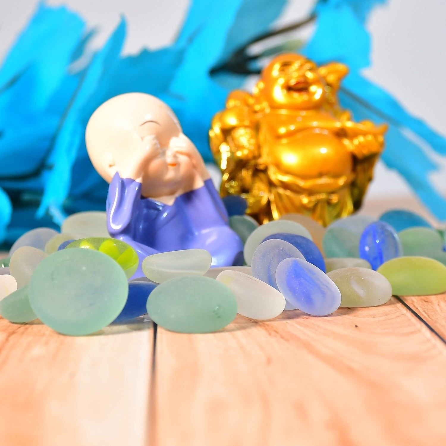 Glass Gem Stone, Flat Round Marbles Pebbles for Vase Fillers, Attractive pebbles for Aquarium Fish Tank. - Image 3