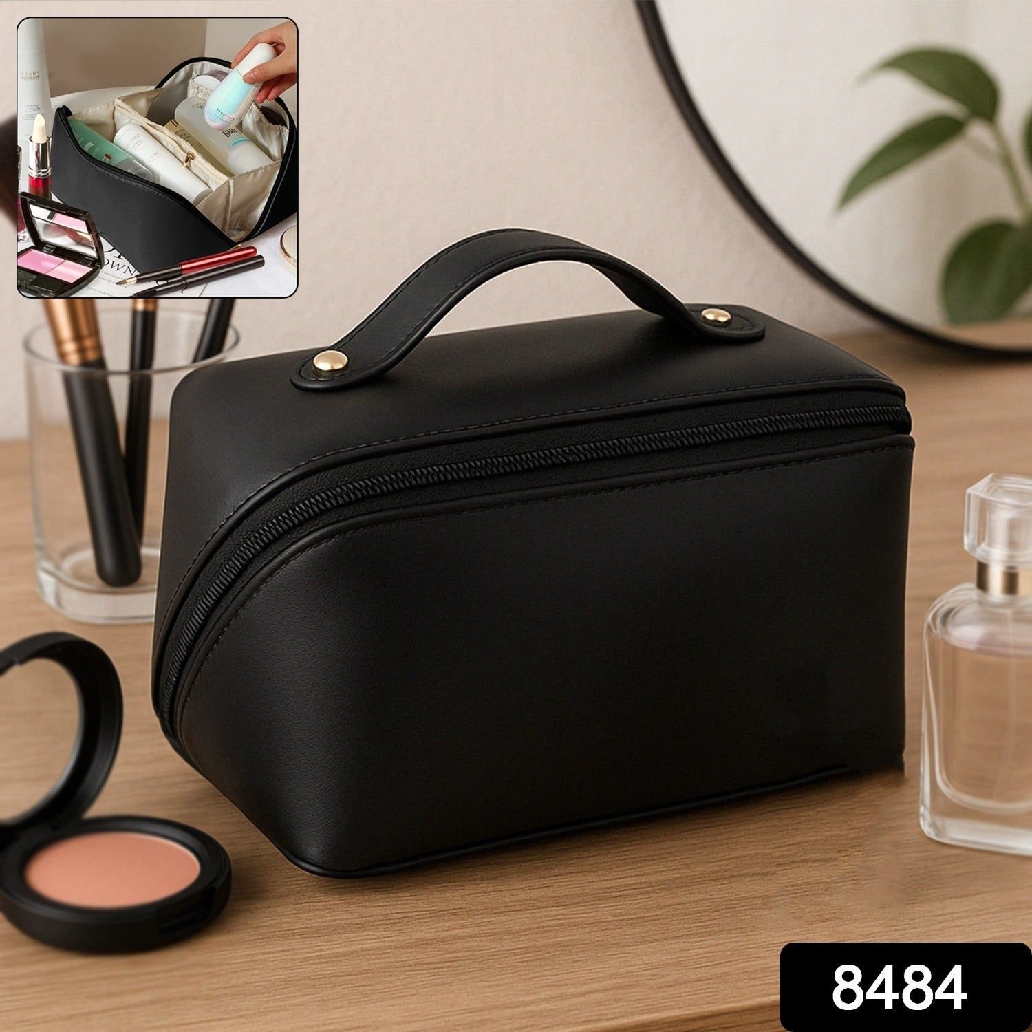 Premium Travel Makeup & Toiletry Organizer Pouch with Zipper & Handle (1 Pc / Mix Color) - Image 2