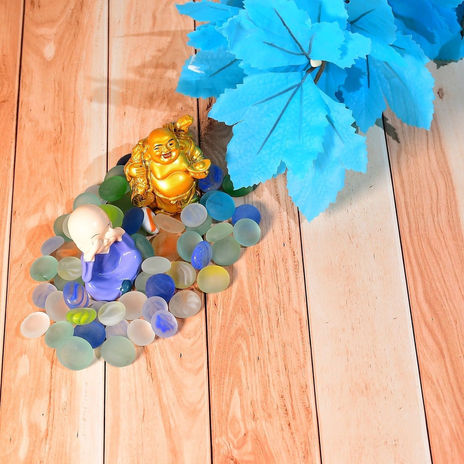 Glass Gem Stone, Flat Round Marbles Pebbles for Vase Fillers, Attractive pebbles for Aquarium Fish Tank. - Image 4
