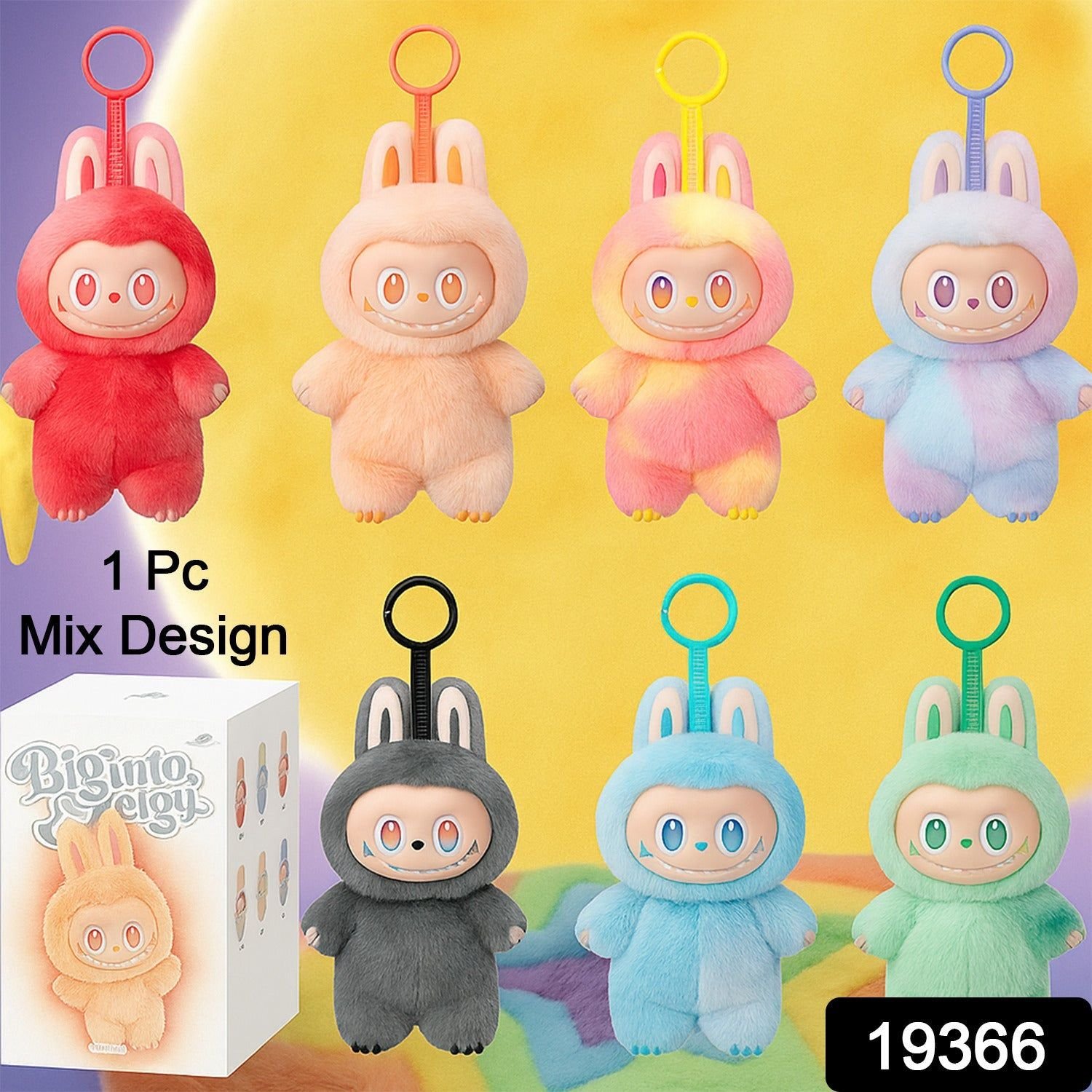 Plush Toy Cartoon Keychain with Hook Assorted Colorful Animal Design Have a Seat Vinyl Plush Blind Box 1 Pc (Mix Design) - Image 2
