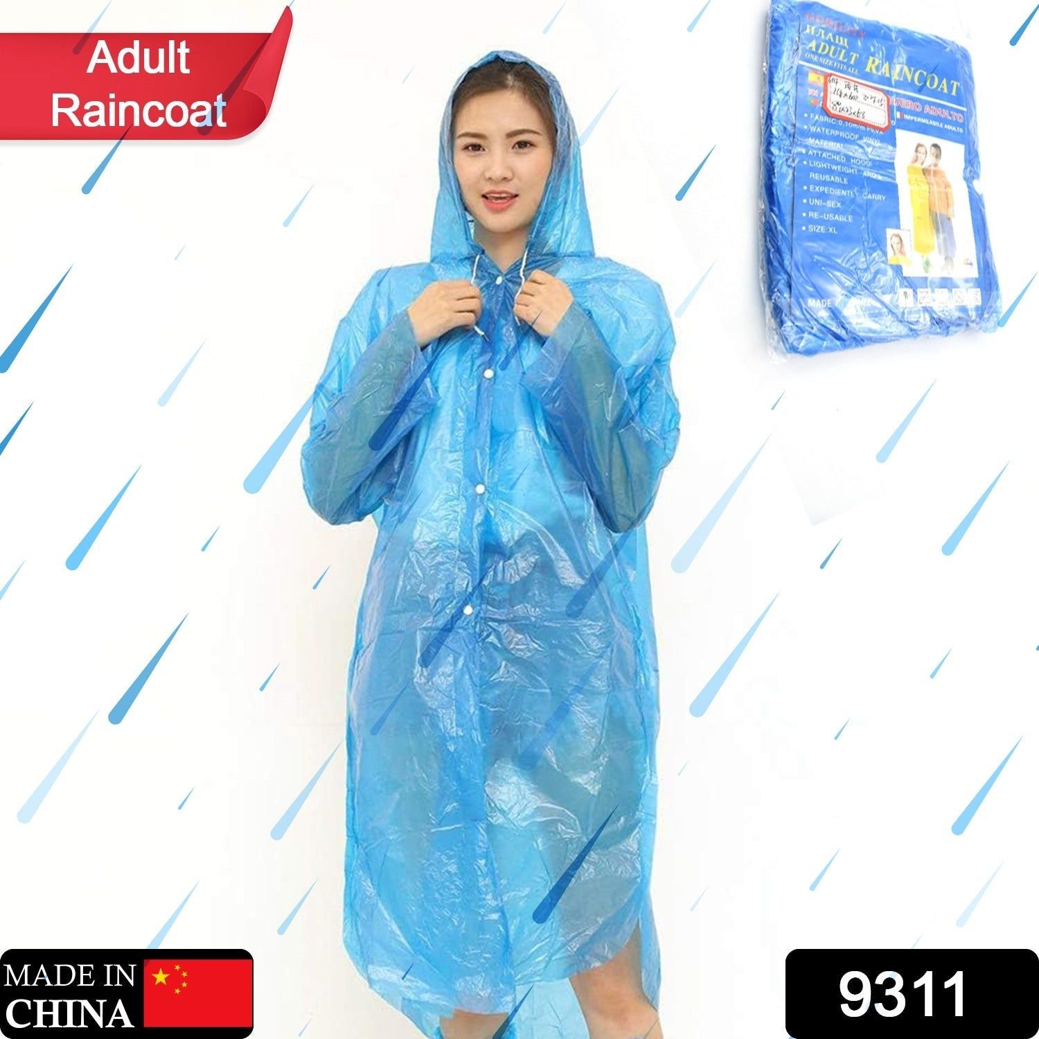 Portable Adult Rain Coat, Raincoat Waterproof Button Cardigan Portable Raincoat Adult Outdoor Traveling Plastic Material Raincoat/Rain wear/Rain Suit for Outdoor Accessory (1pc) - Image 2