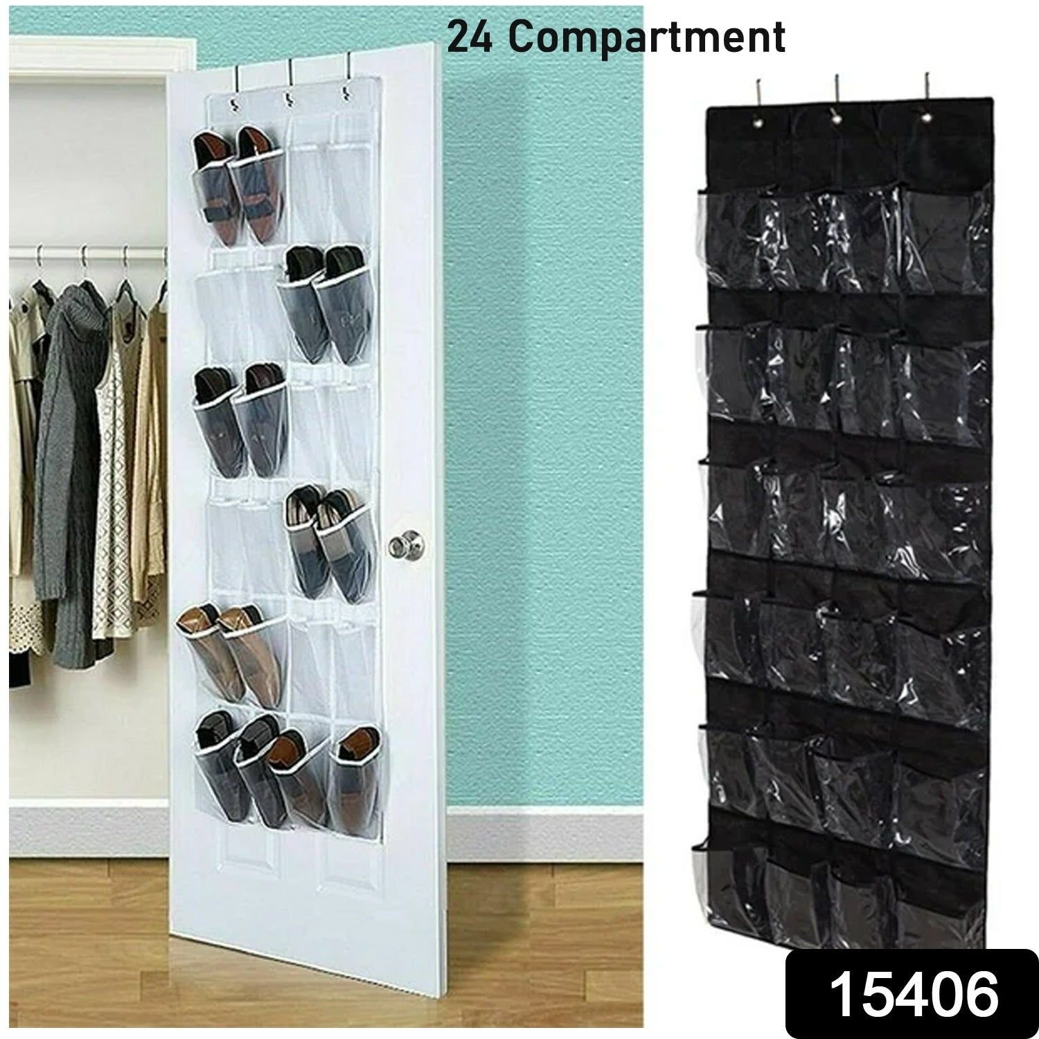 24 Grid Over the Door Shoe Organizer Rack Hanging Storage Space Saver (1 Pc) - Image 2
