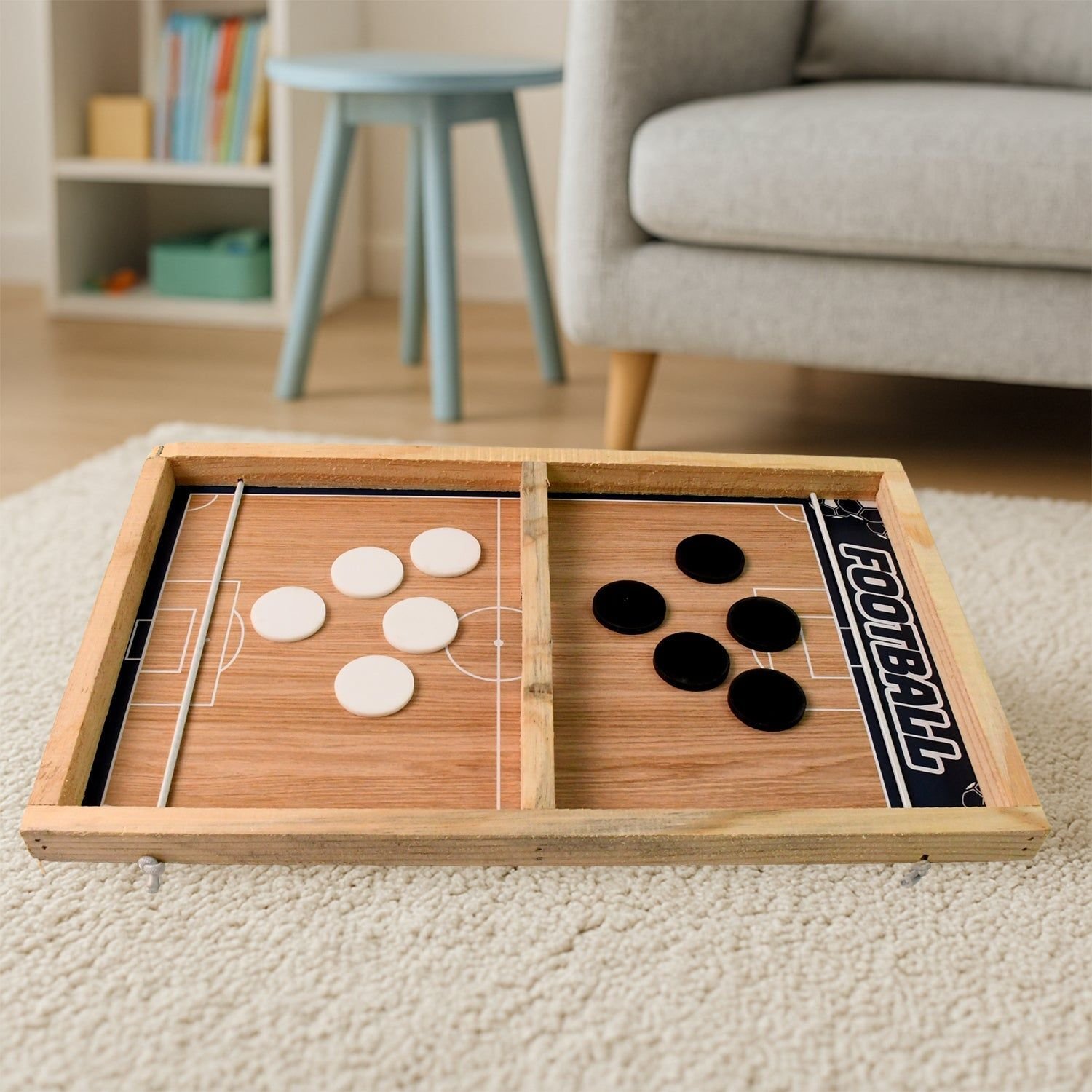 Wooden Board Game Set – Ludo, Snakes & Ladders, and Desktop Football (3-in-1) - Image 6