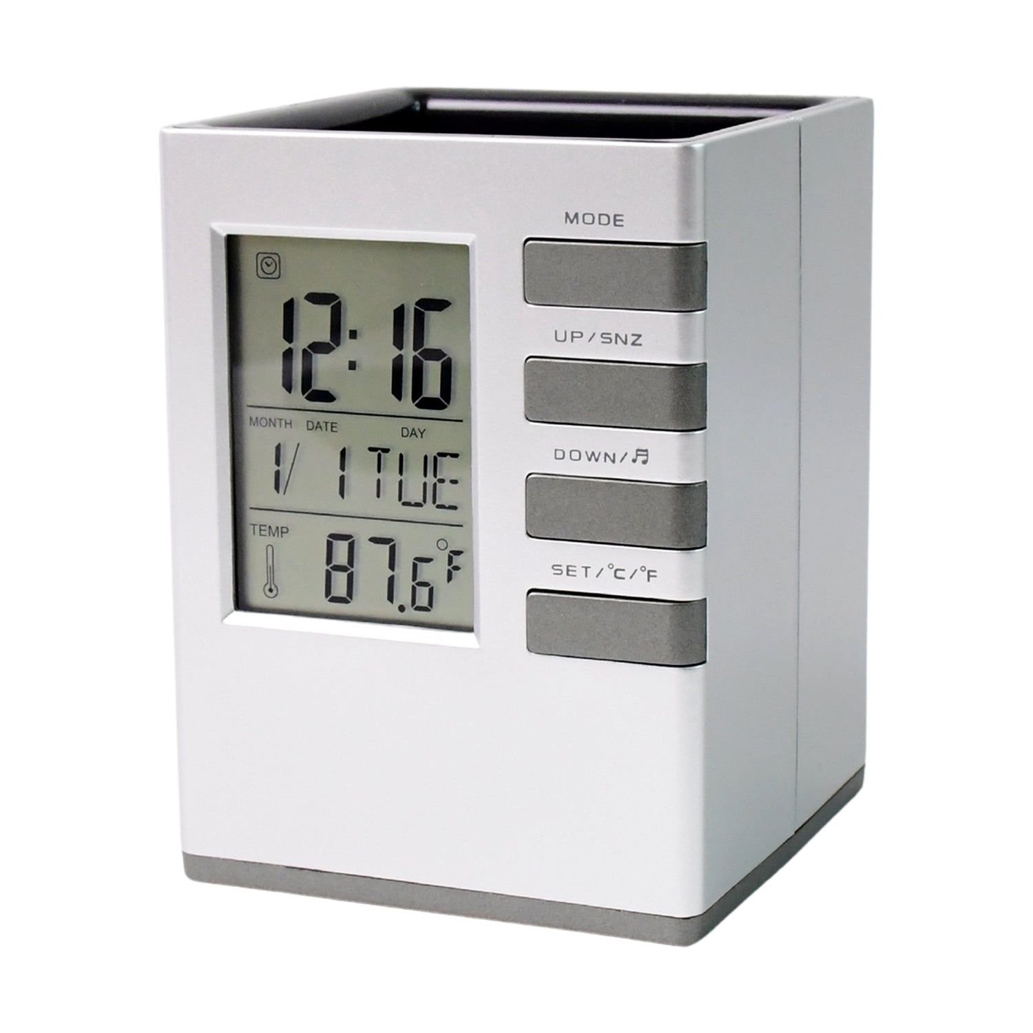 Multifunction Cube Digital Desk Clock with Pen Holder (1 Pc) - Image 5