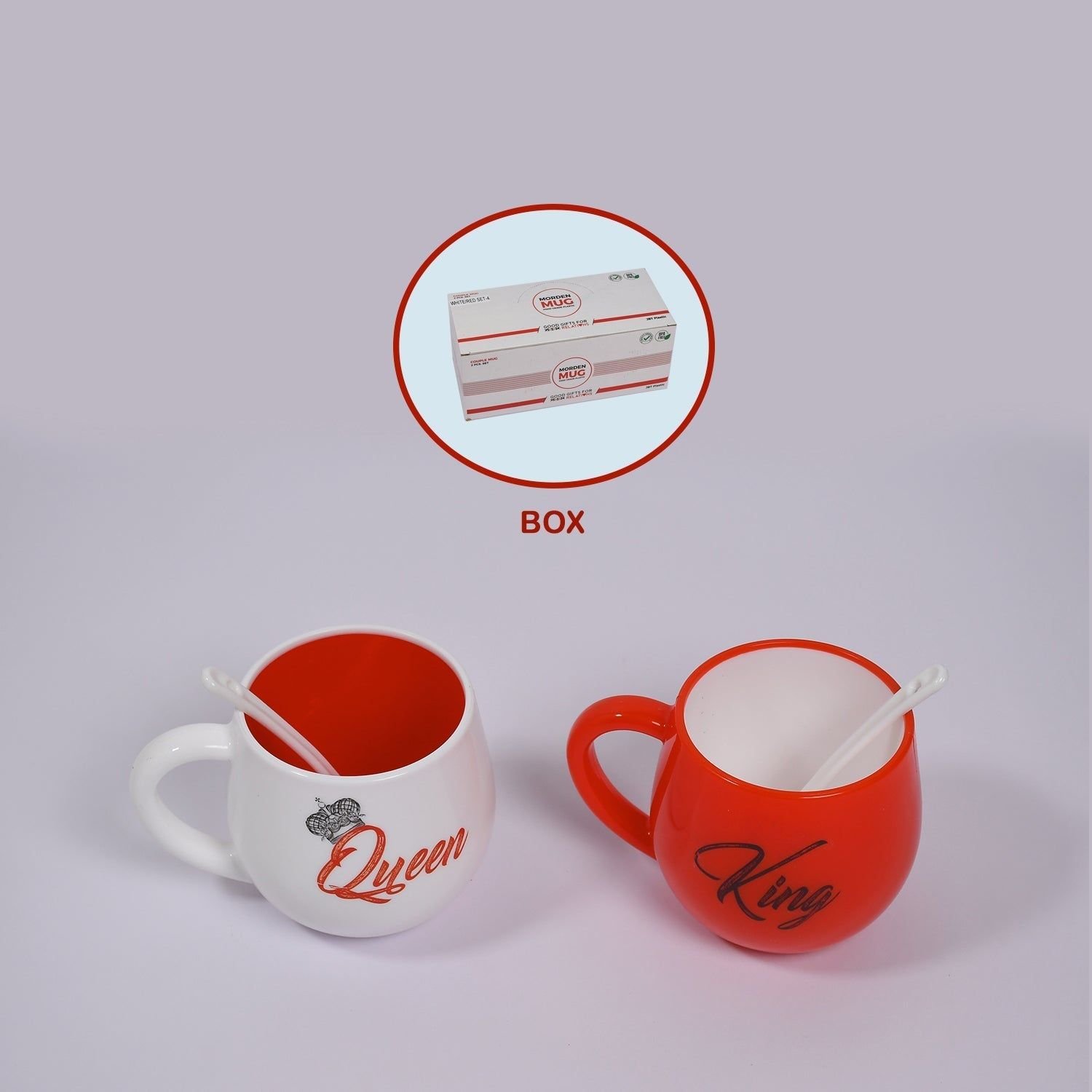 King & Queen Printed Couple Matching Coffee / Tea Plastic Coffee Mug (300ml Set of 2) - Image 3