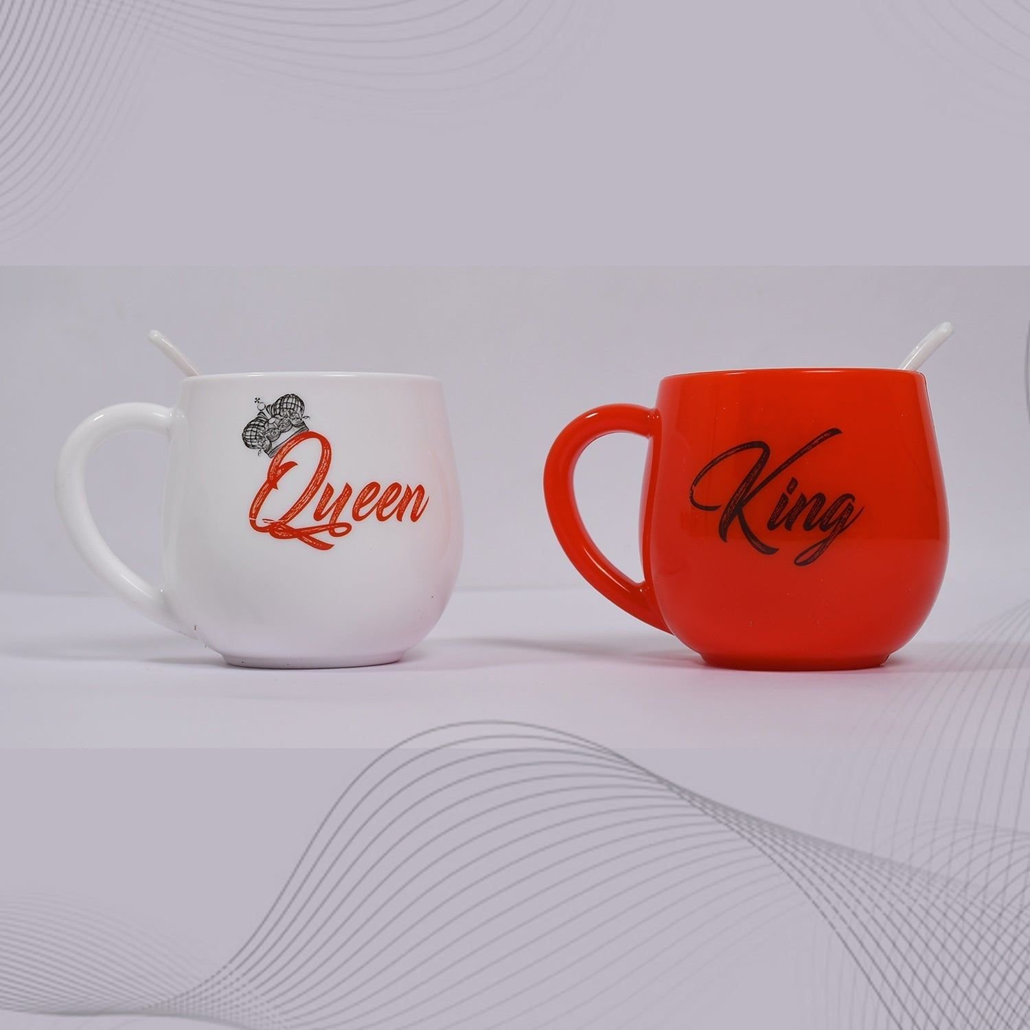 King & Queen Printed Couple Matching Coffee / Tea Plastic Coffee Mug (300ml Set of 2) - Image 7