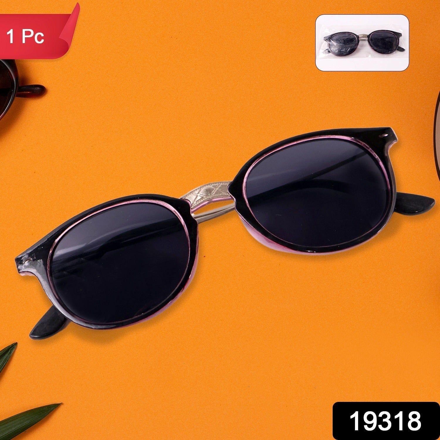 Pink UV Protected Round Sunglasses, classic Sunglasses for Men & Women, Lightweight - Image 2