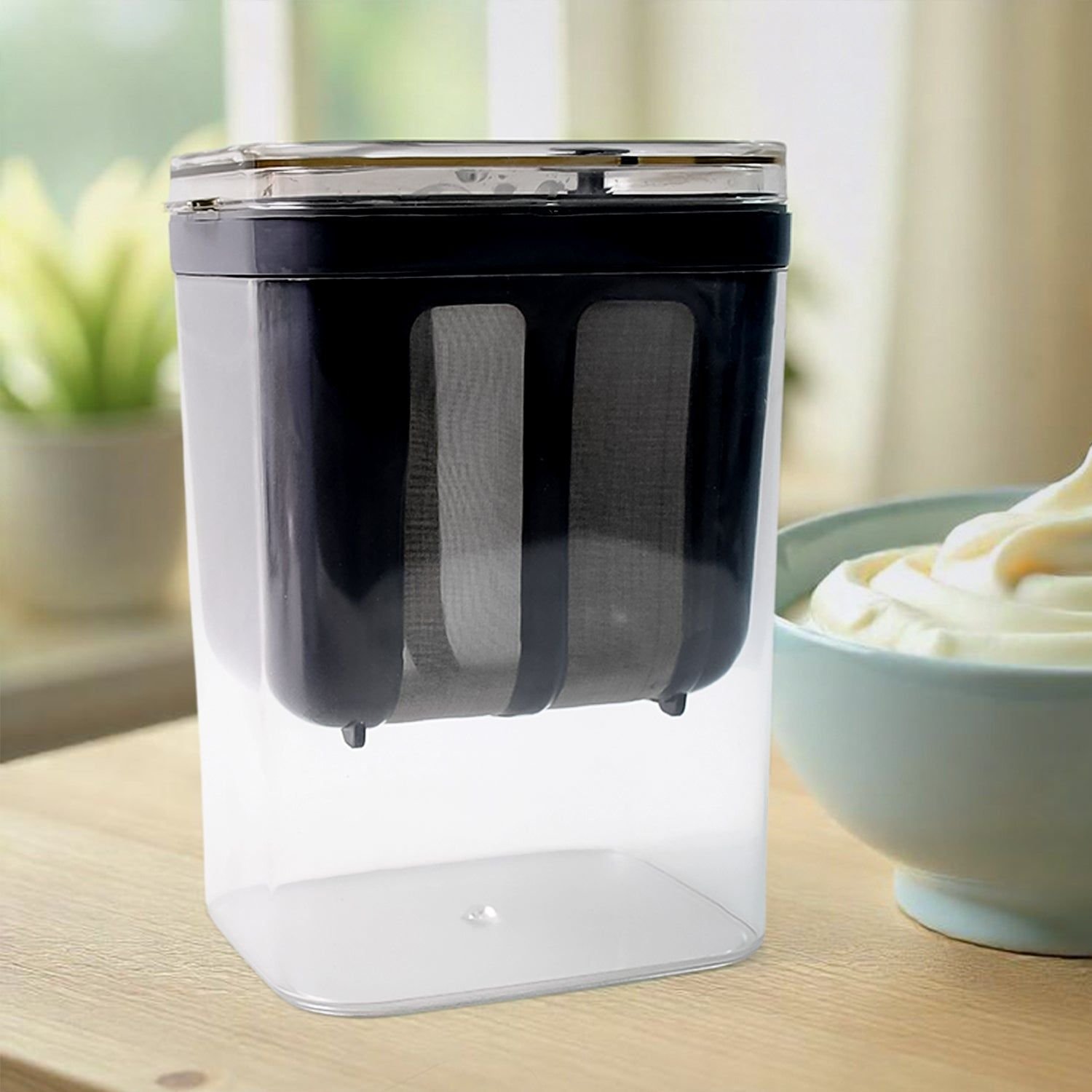 2 in 1 Yogurt Strainer with Storage Box – 1100ml (Plastic + Steel) - Image 5